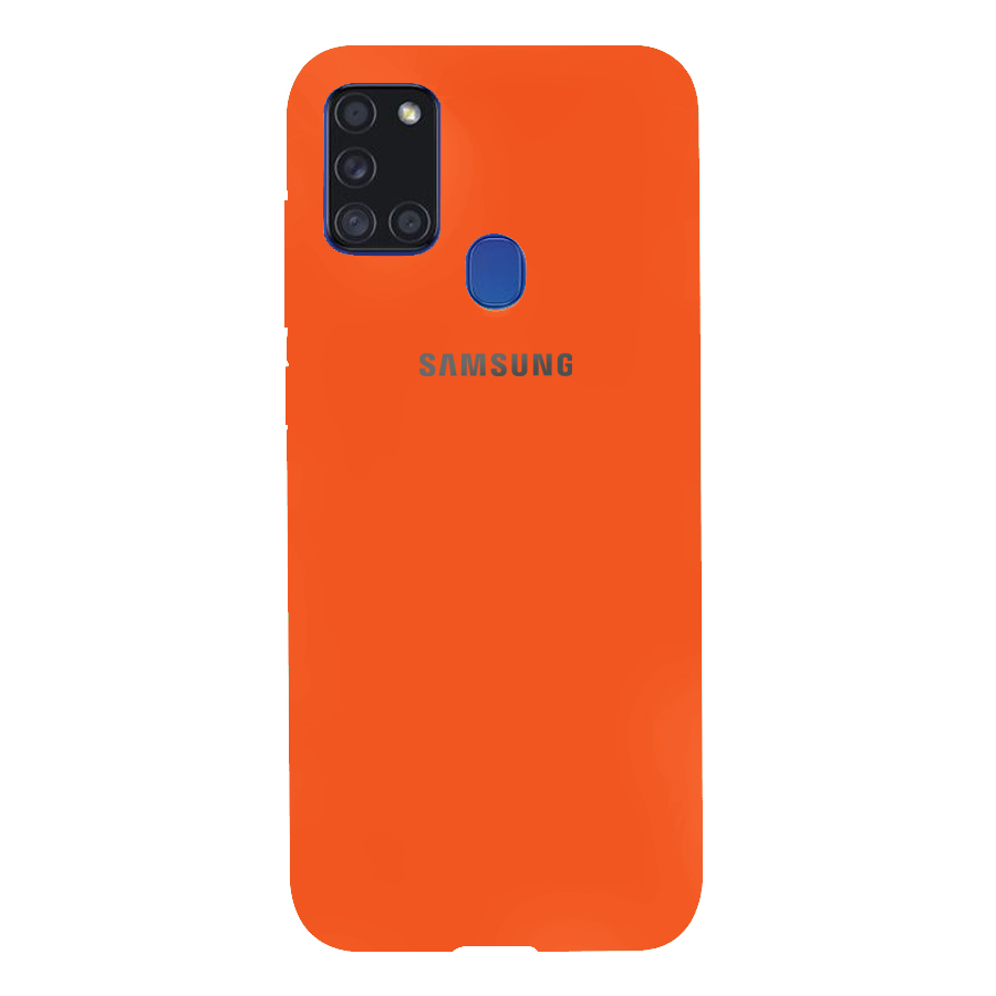 Силиконовый чехол SOFT Silicone Case для Samsung A21/A215 HQ (с логотипом) оранжевый