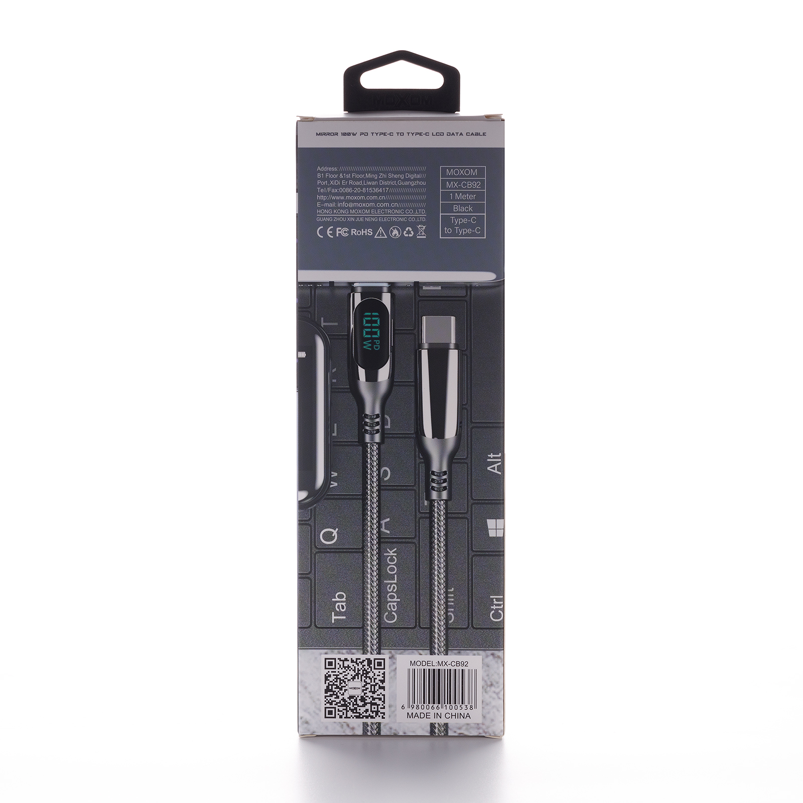 USB cable MOXOM Type-C to Type-C (MX-CB92) 100W черный