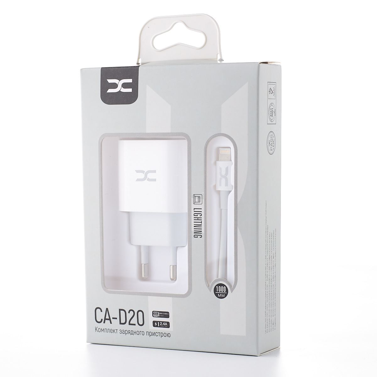 (уценка) Сетевое зарядное устройство DC 2в1 Lightning 1USB + PD 2.4A (CA-D20) белый