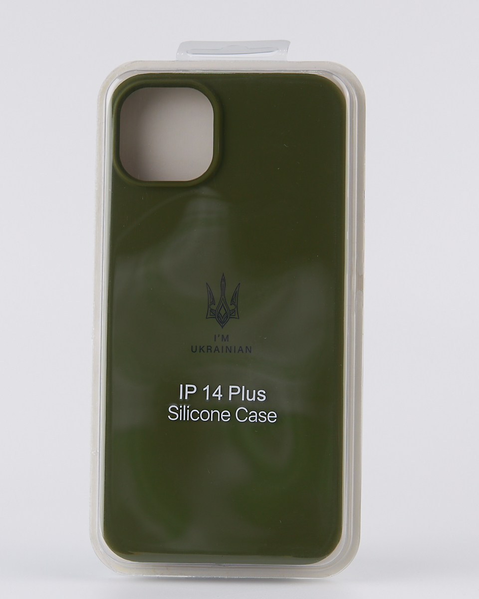 Силиконовый чехол Original pack SOFT для iPhone 14 Plus (ТРИЗУБ) темно-зеленый