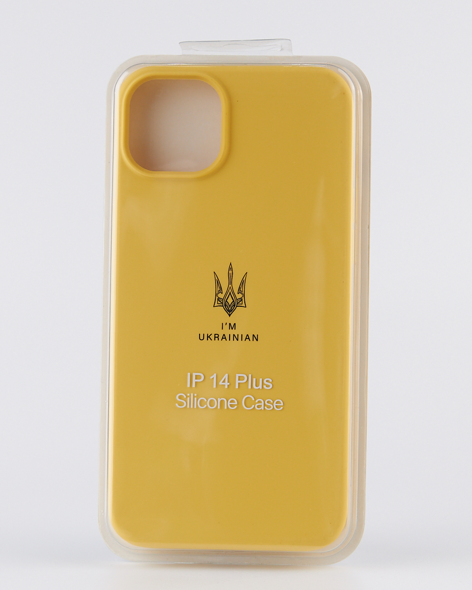 Силиконовый чехол Original pack SOFT для iPhone 14 Plus (ТРИЗУБ) желтый