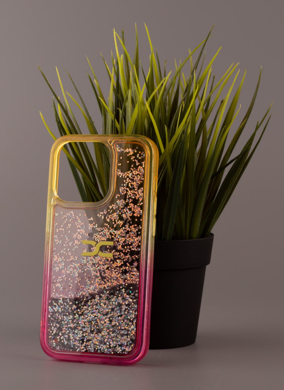 Силиконовый чехол AQUARIUM для iPhone 13 Pro желтый/розовый