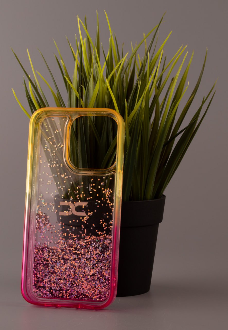 Силиконовый чехол AQUARIUM для iPhone 14 Pro желтый/розовый