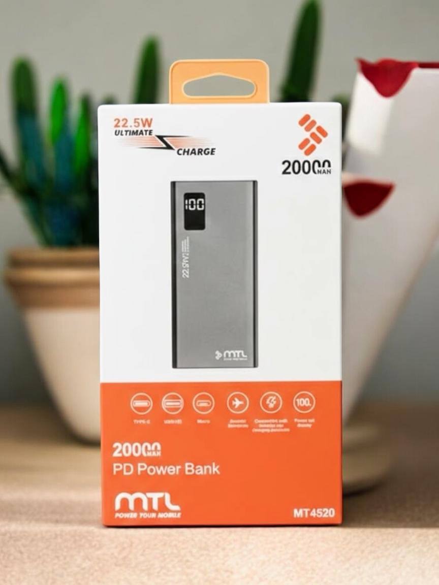 АКБ PowerBank MTL MT-4520 2USB/22,5W/PD/LED дисплей (20000mAh) черный