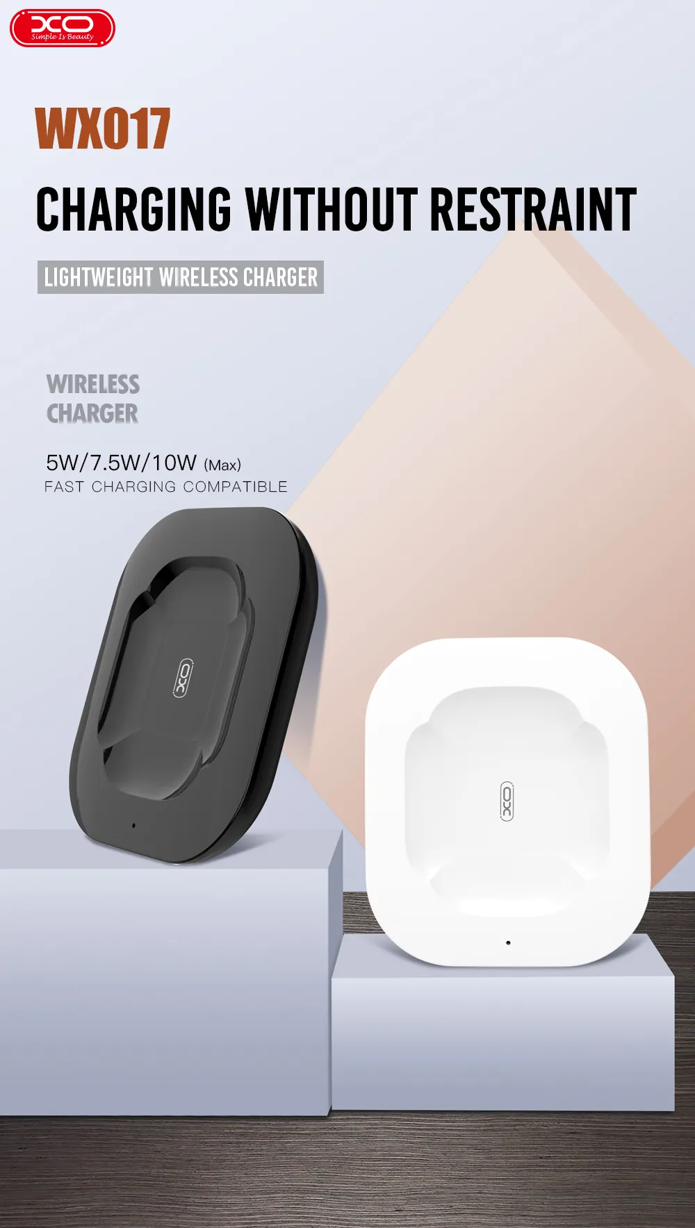 Беспроводное зарядное устройство для наушников XO (WX017) Fast Charger 10W белый