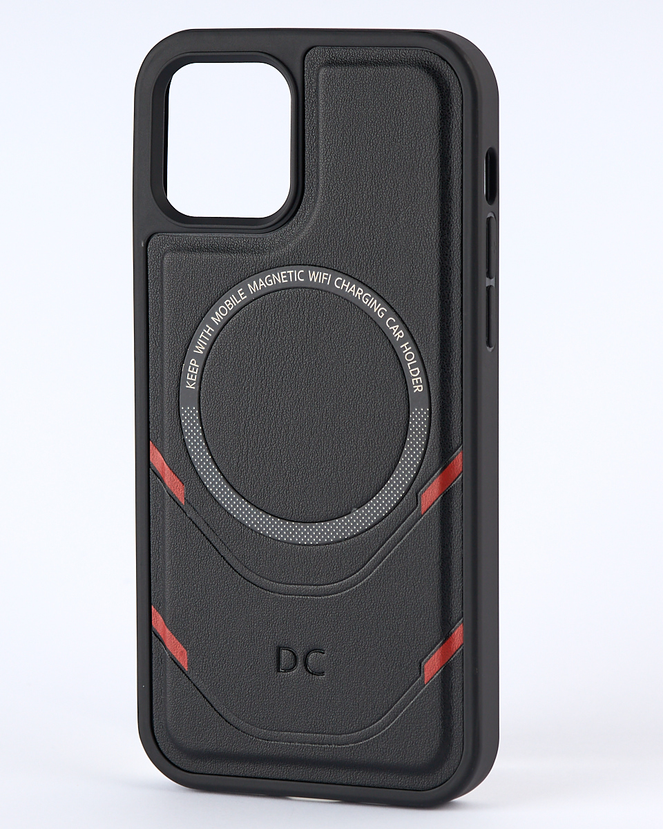 Чехол экокожа DC + PopSocket с поддержкой MagSafe для iPhone 12 Pro Max черный