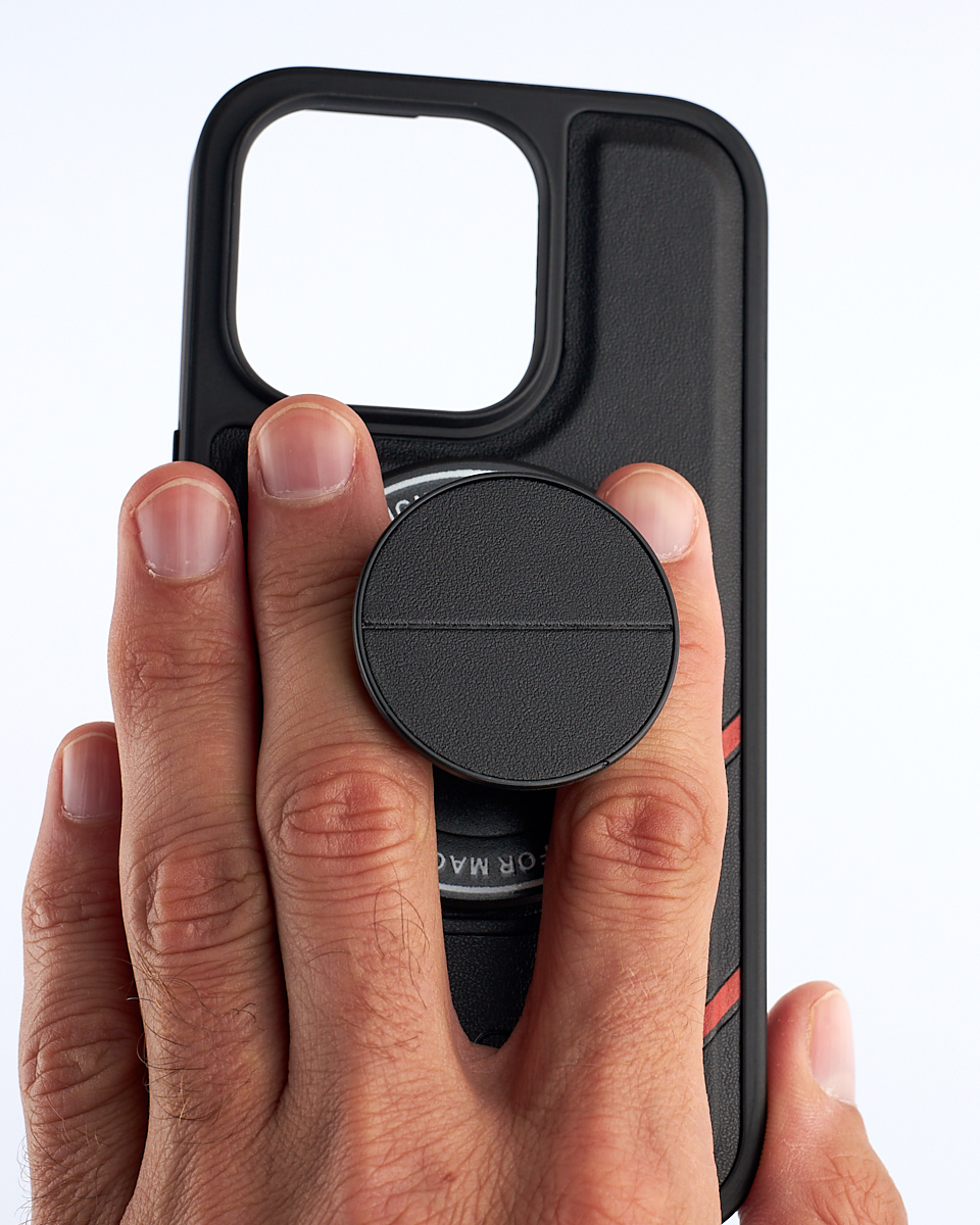 Чехол экокожа DC + PopSocket с поддержкой MagSafe для iPhone 14 Pro черный