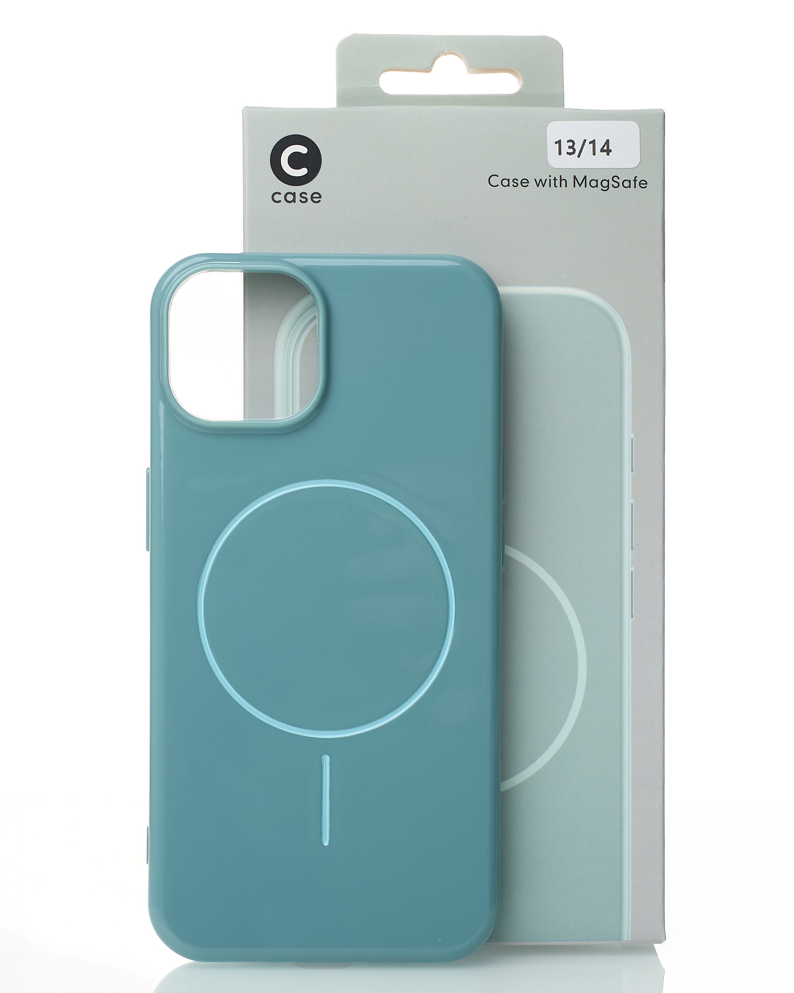 Силиконовый чехол Slim Ring Glamour с поддержкой MagSafe для iPhone 13/14 wave blue