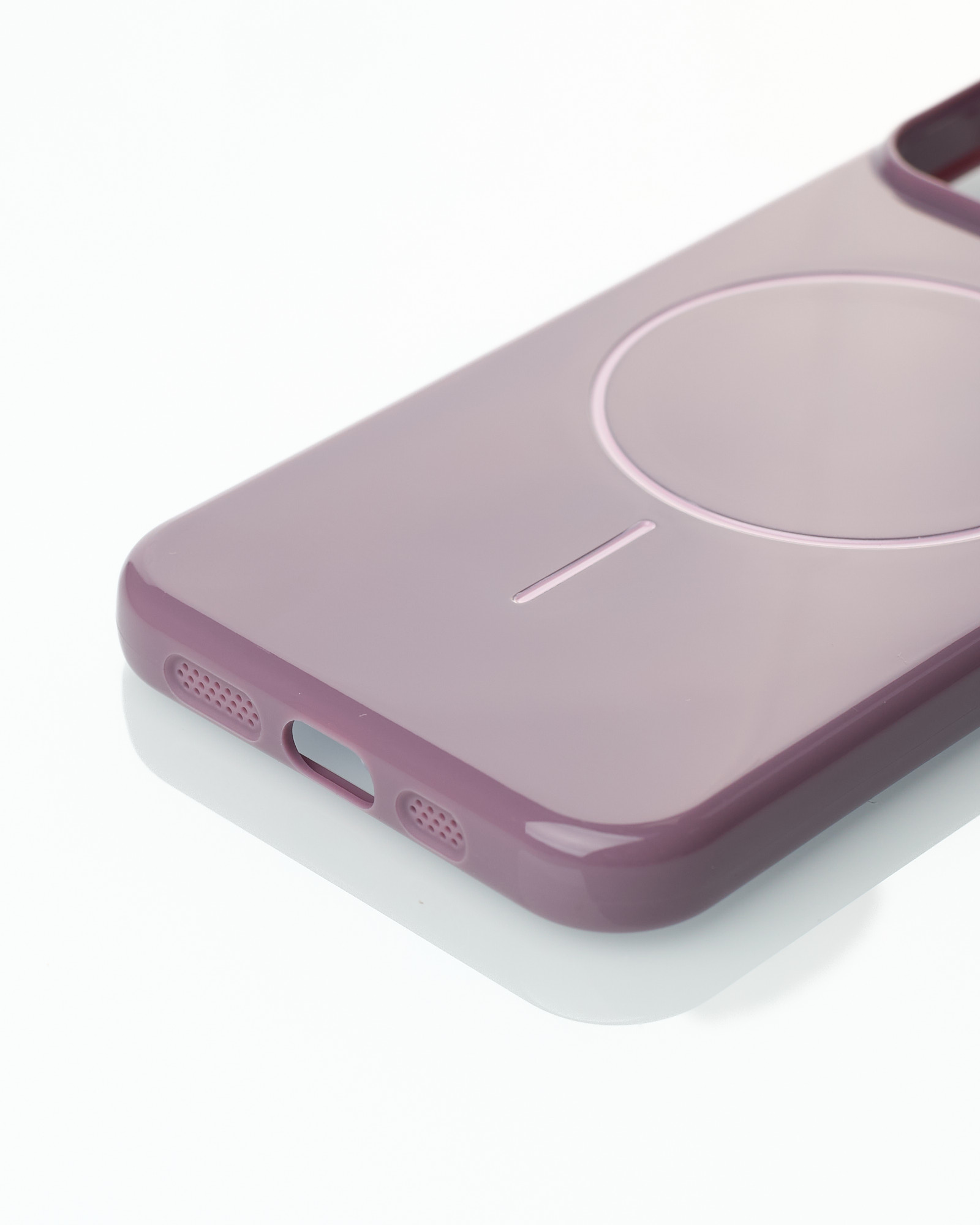 Силиконовый чехол Slim Ring Glamour с поддержкой MagSafe для iPhone 13/14 deep purple