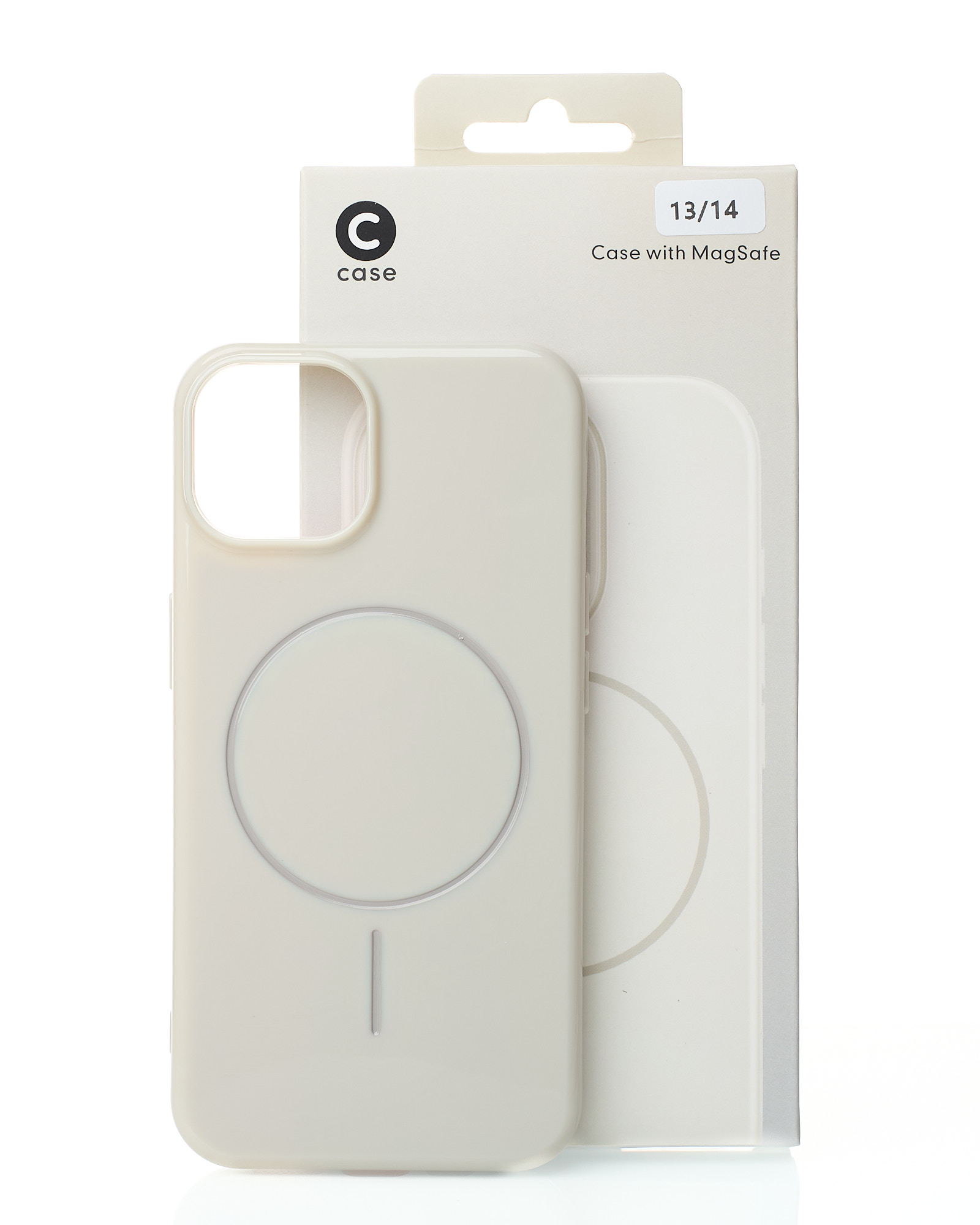 Силиконовый чехол Slim Ring Glamour с поддержкой MagSafe для iPhone 13/14 natural titanium