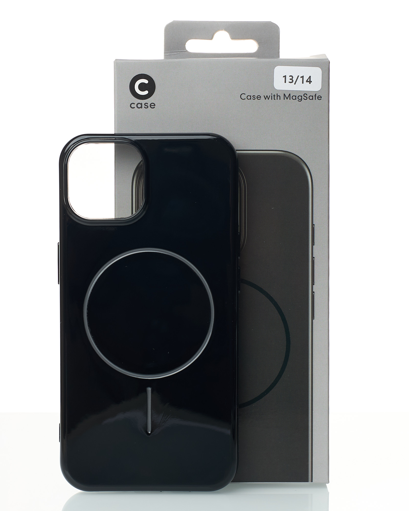 Силиконовый чехол Slim Ring Glamour с поддержкой MagSafe для iPhone 13/14 black