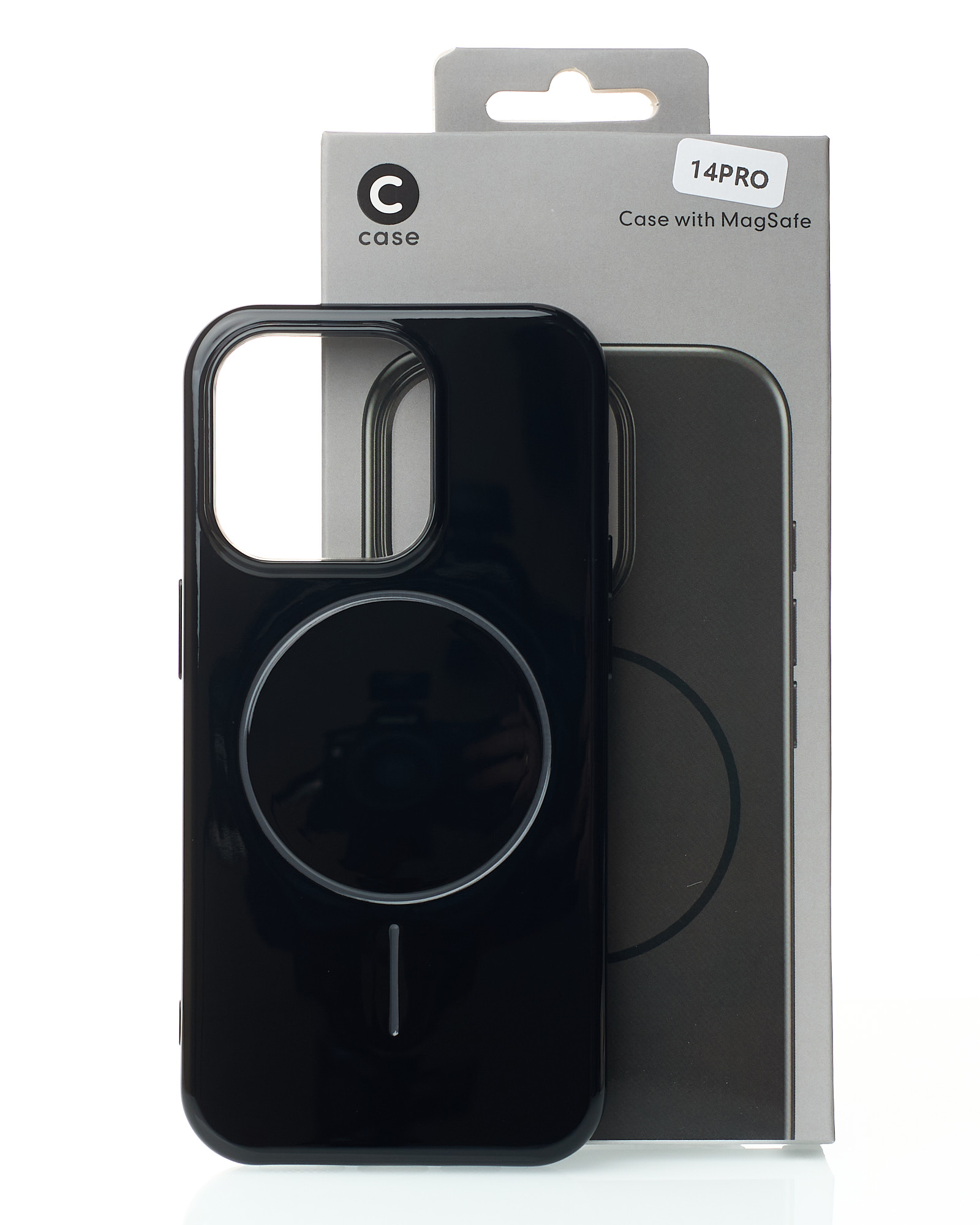 Силиконовый чехол Slim Ring Glamour с поддержкой MagSafe для iPhone 14 Pro black