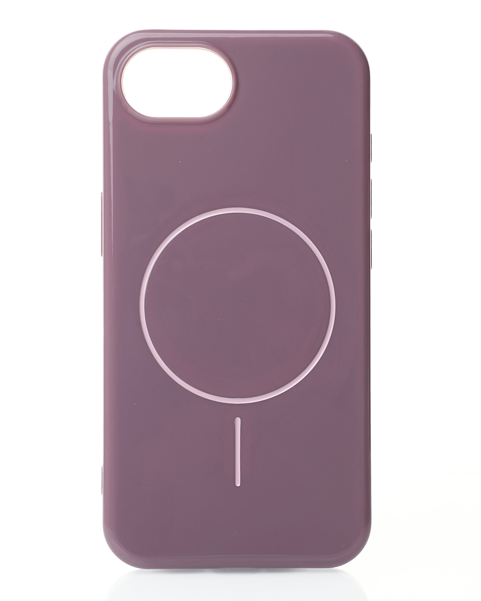 Силиконовый чехол Slim Ring Glamour с поддержкой MagSafe для iPhone 16E deep purple