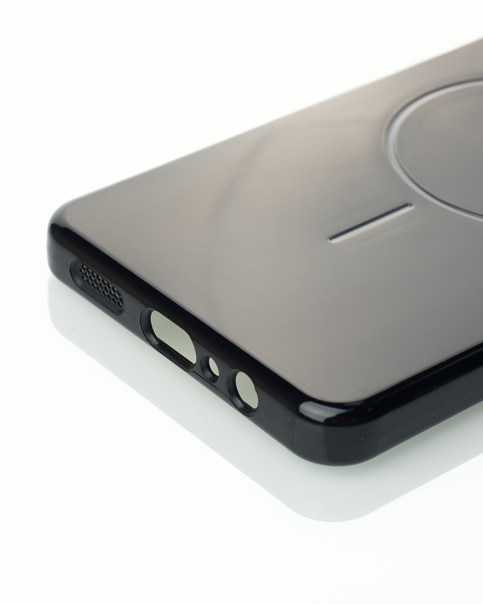 Силиконовый чехол Slim Ring Glamour с поддержкой MagSafe для Samsung A06 black