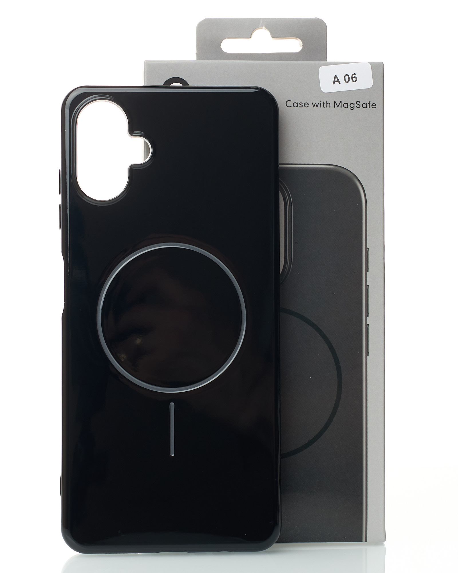 Силиконовый чехол Slim Ring Glamour с поддержкой MagSafe для Samsung A06 black