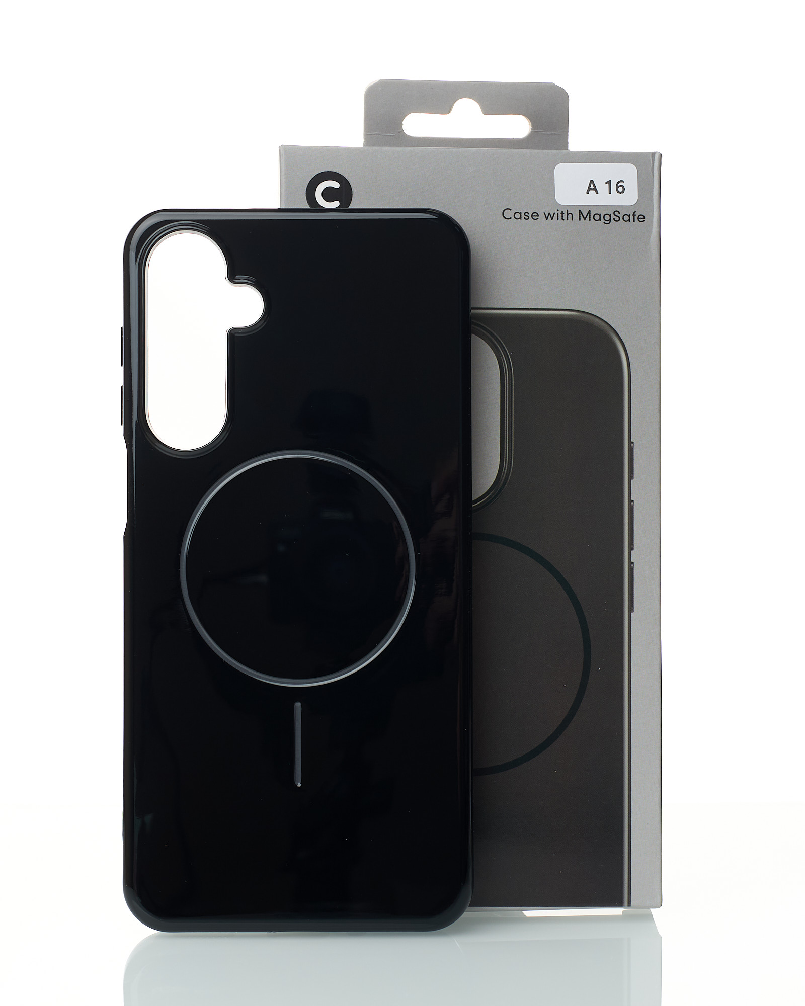 Силиконовый чехол Slim Ring Glamour с поддержкой MagSafe для Samsung A16 black