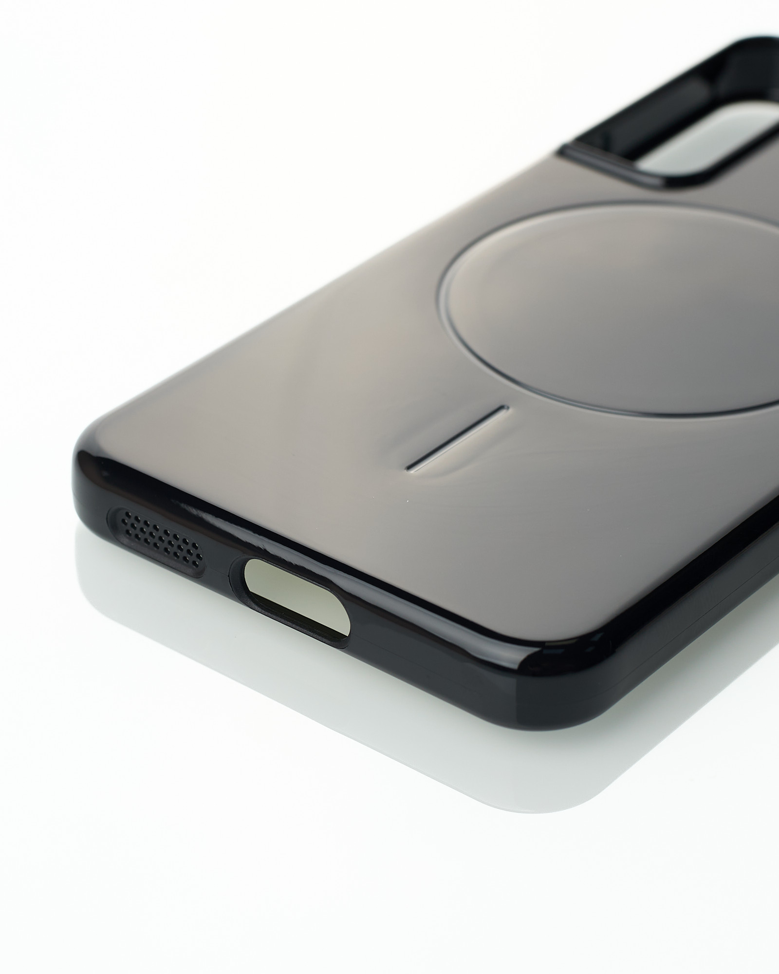 Силиконовый чехол Slim Ring Glamour с поддержкой MagSafe для Samsung S21 FE black