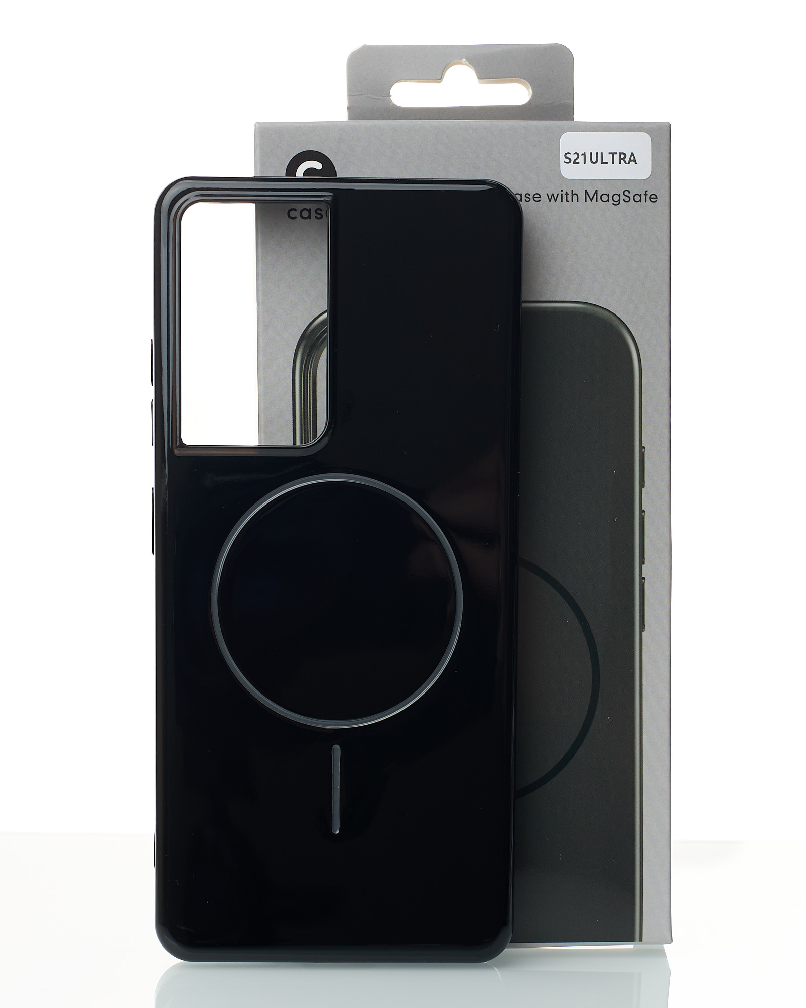 Силиконовый чехол Slim Ring Glamour с поддержкой MagSafe для Samsung S21 Ultra black