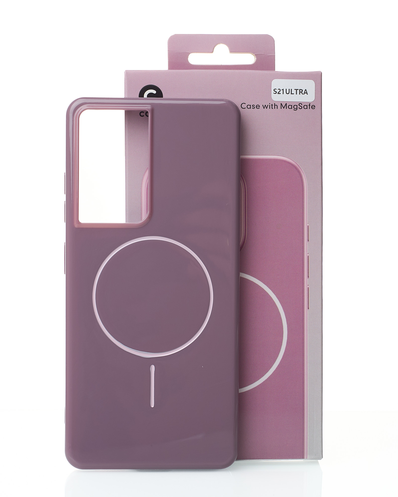 Силиконовый чехол Slim Ring Glamour с поддержкой MagSafe для Samsung S21 Ultra deep purple