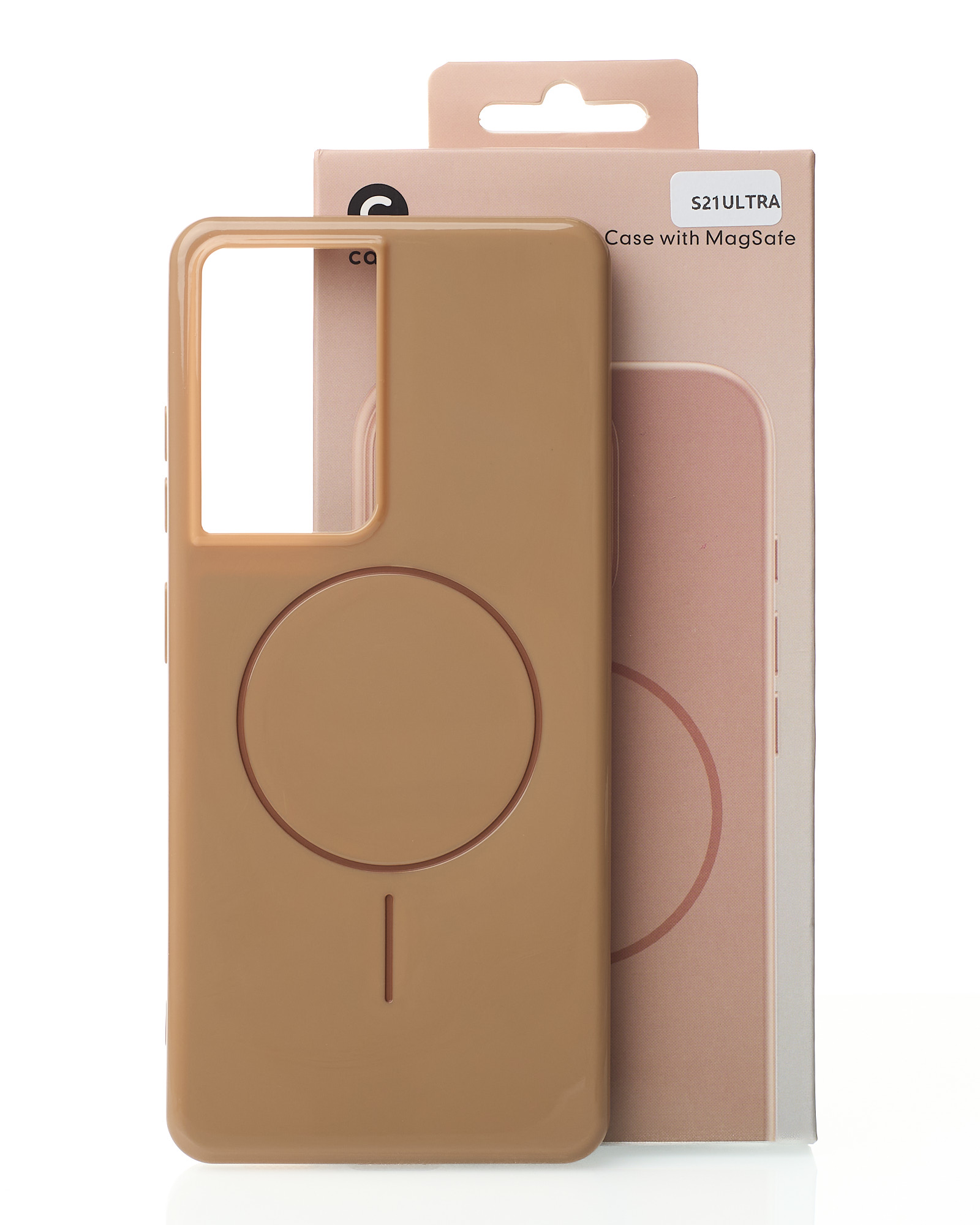 Силиконовый чехол Slim Ring Glamour с поддержкой MagSafe для Samsung S21 Ultra desert titanium