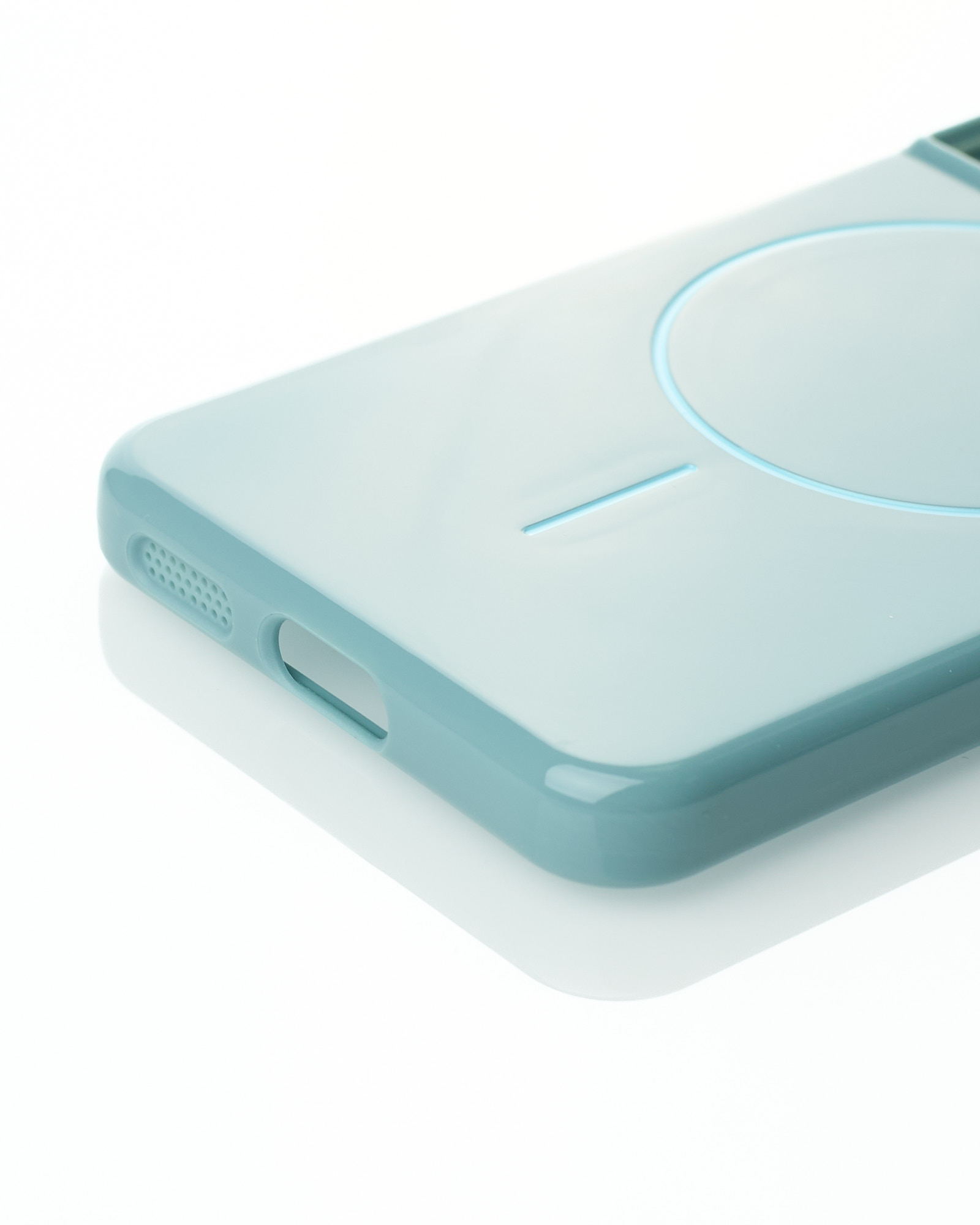 Силиконовый чехол Slim Ring Glamour с поддержкой MagSafe для Samsung S21 wave blue