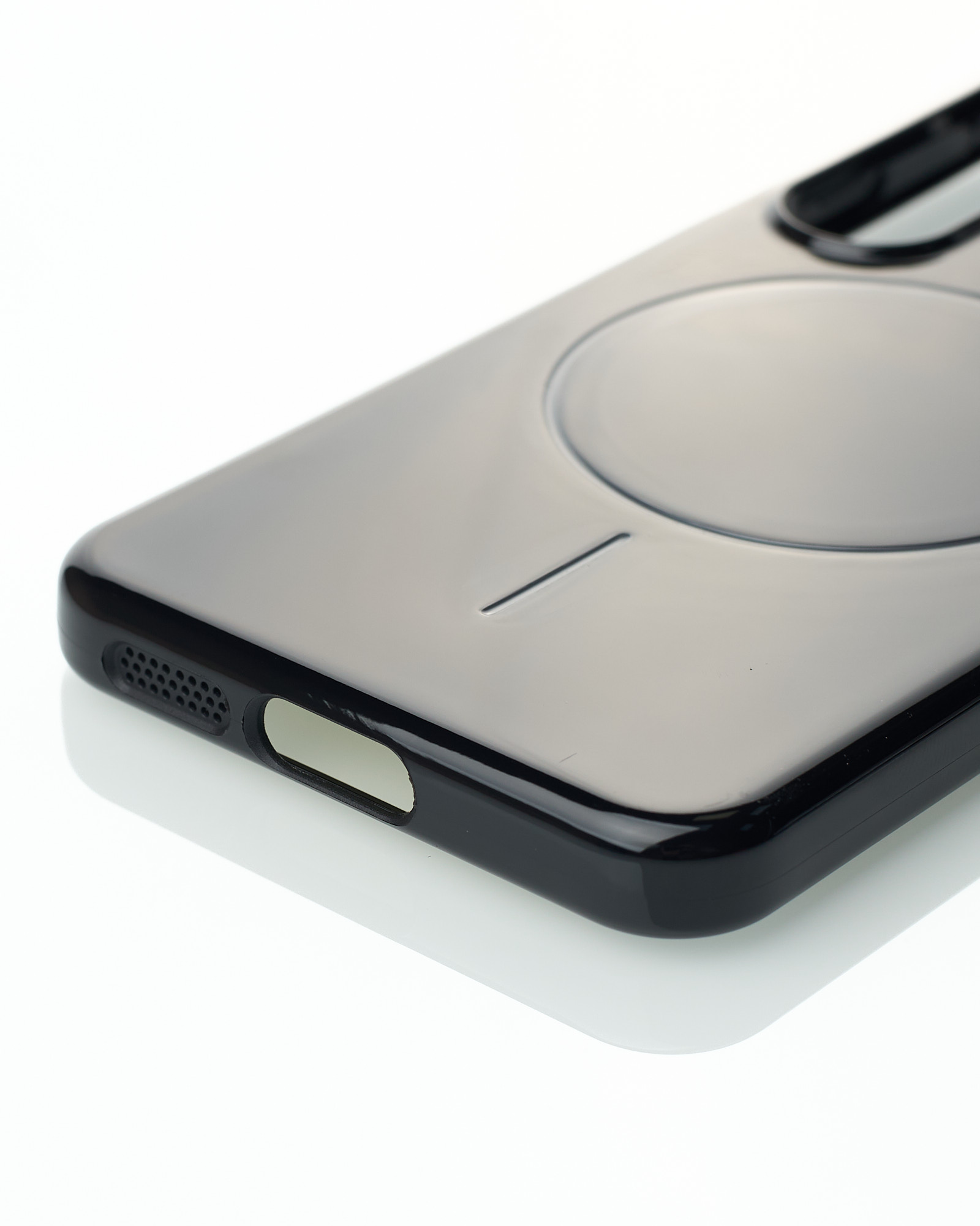 Силиконовый чехол Slim Ring Glamour с поддержкой MagSafe для Samsung S23 black