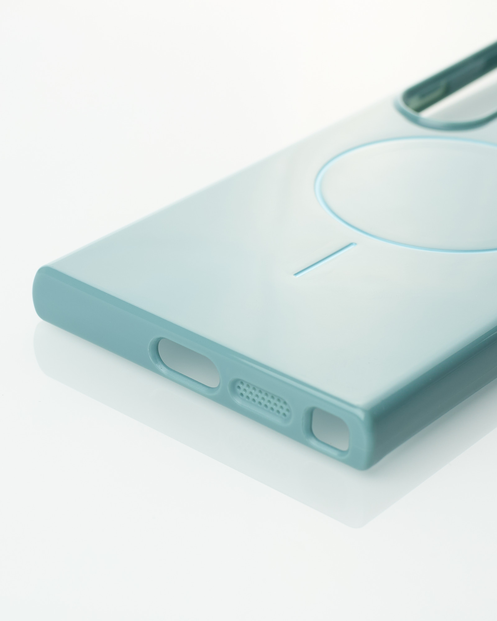 Силиконовый чехол Slim Ring Glamour с поддержкой MagSafe для Samsung S23 Ultra wave blue