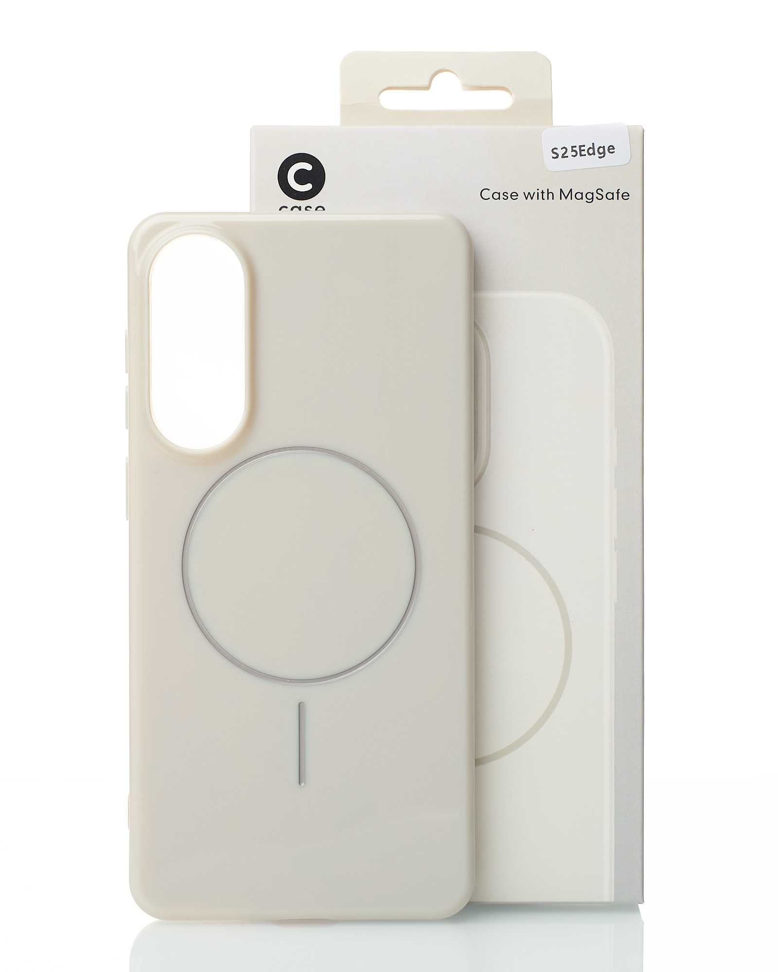 Силиконовый чехол Slim Ring Glamour с поддержкой MagSafe для Samsung S25 Edge natural titanium