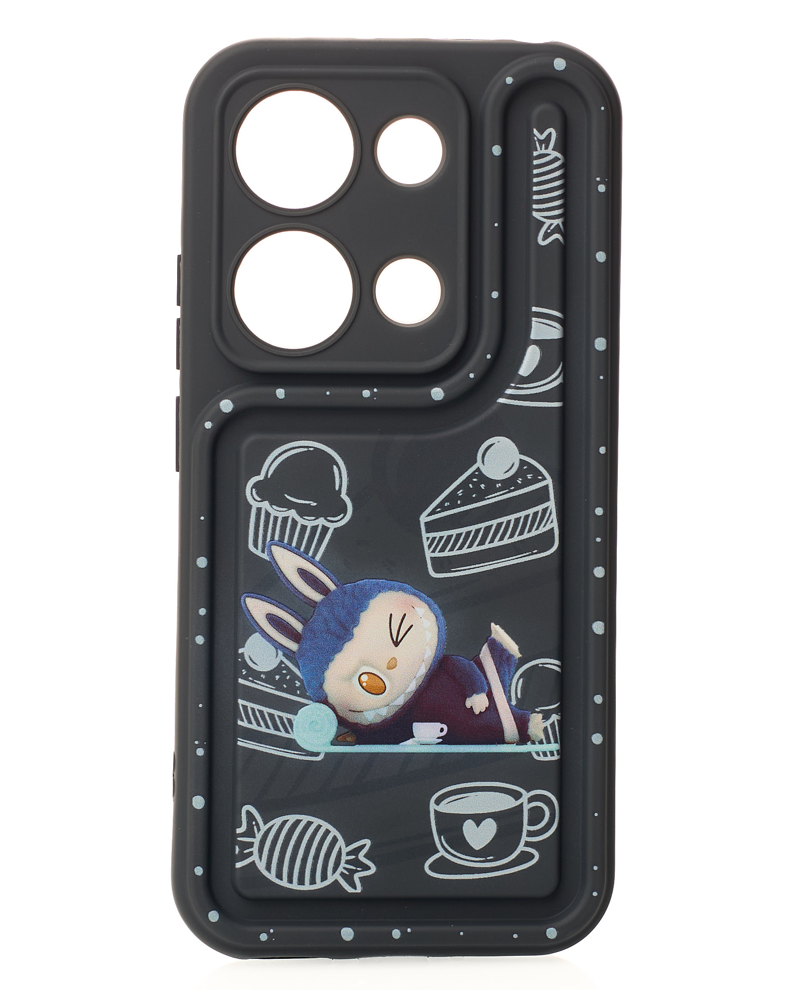 Чехол Labubu для iPhone 15 Pro Max темно-серый