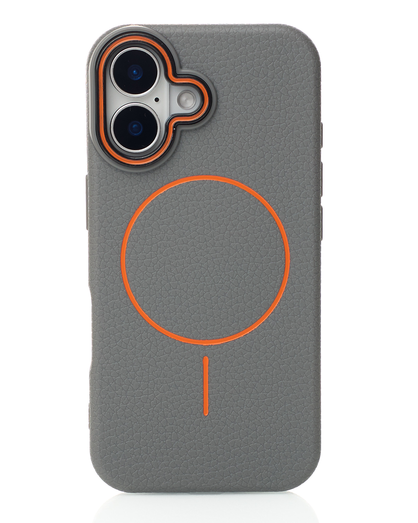 Силиконовый чехол Slim Ring Leather Textured с поддержкой MagSafe для iPhone 16 stone gray