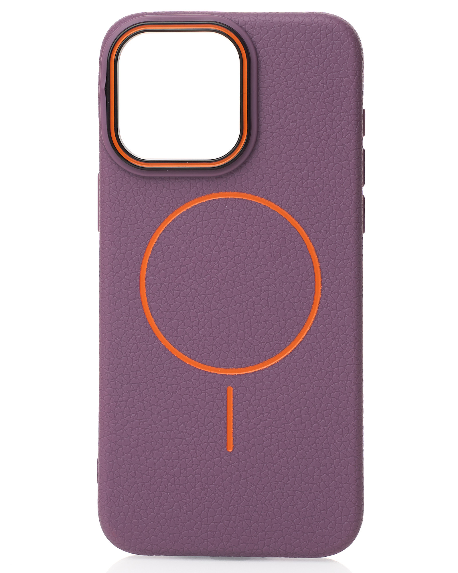 Силиконовый чехол Slim Ring Leather Textured с поддержкой MagSafe для iPhone 15 Pro deep purple