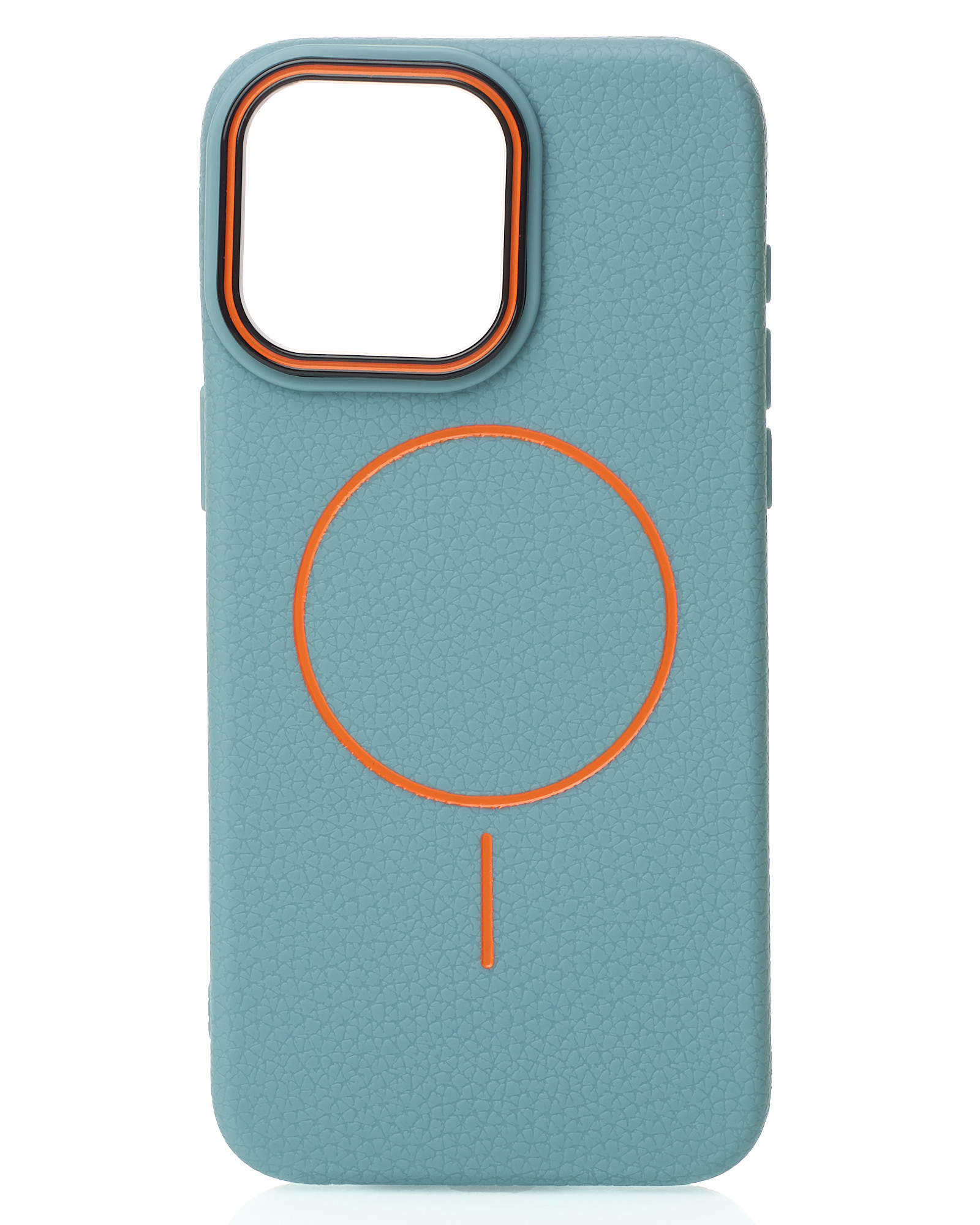 Силиконовый чехол Slim Ring Leather Textured с поддержкой MagSafe для iPhone 15 Pro wave blue