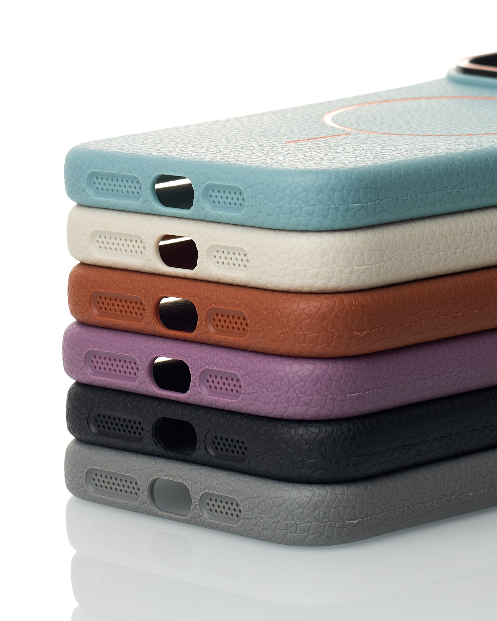 Силиконовый чехол Slim Ring Leather Textured с поддержкой MagSafe для iPhone 15 Pro Max deep purple