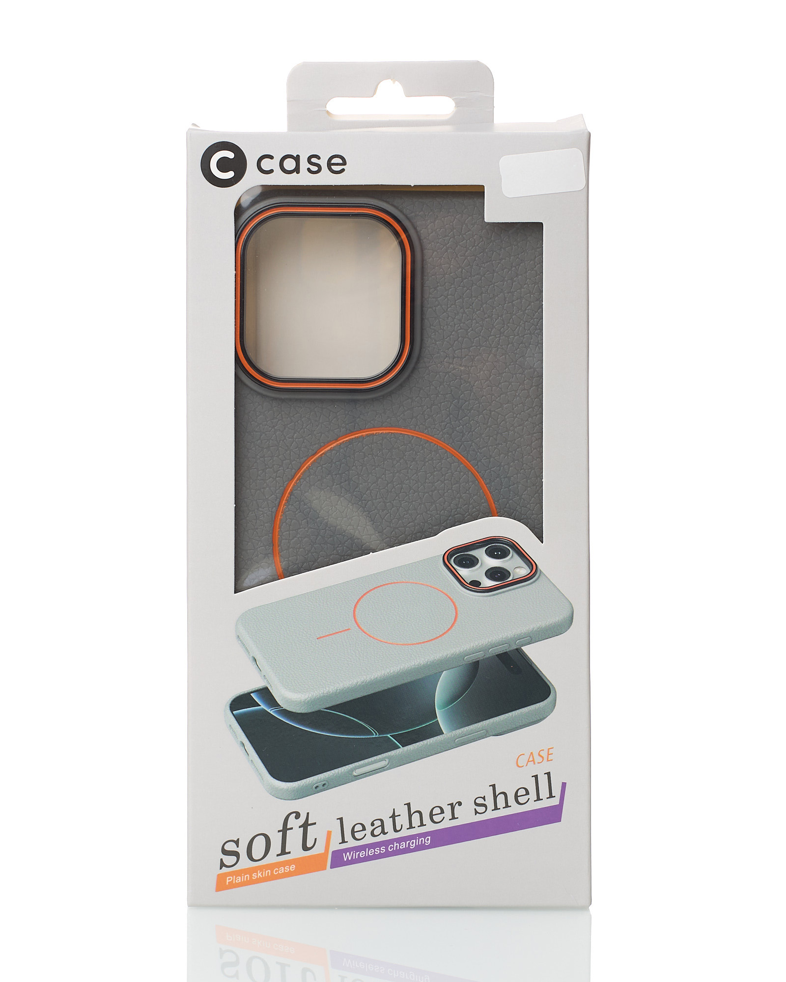 Силиконовый чехол Slim Ring Leather Textured с поддержкой MagSafe для iPhone 13 stone gray