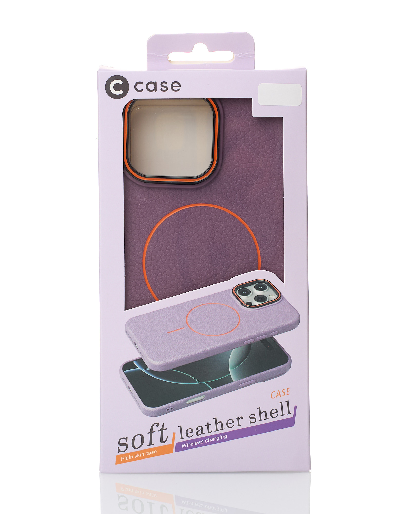 Силиконовый чехол Slim Ring Leather Textured с поддержкой MagSafe для iPhone 14 deep purple