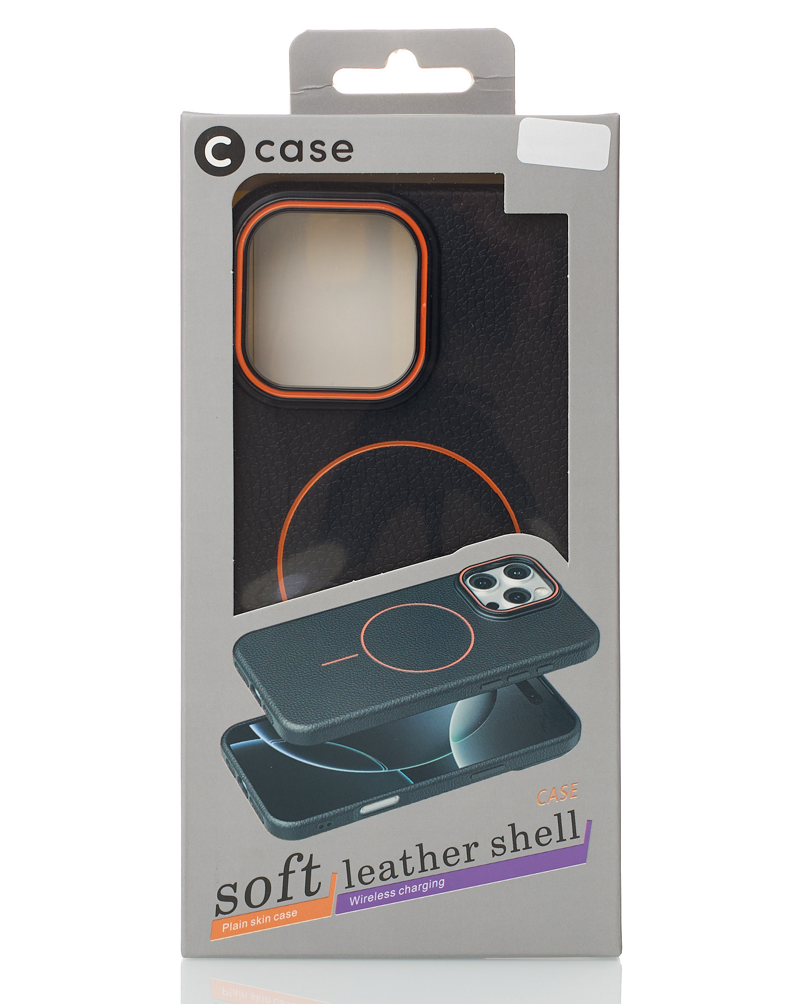 Силиконовый чехол Slim Ring Leather Textured с поддержкой MagSafe для iPhone 14 Pro Max black