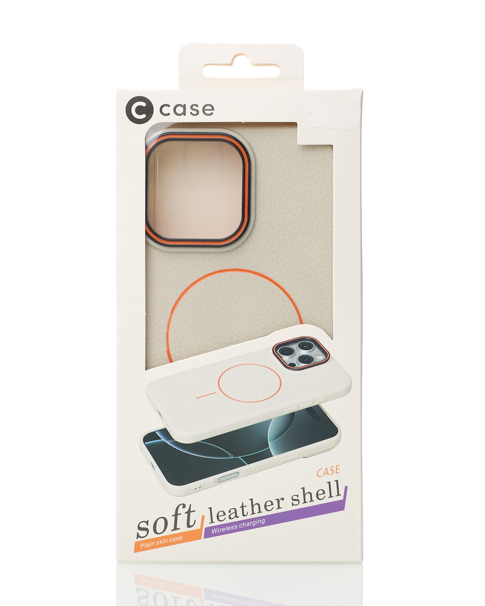 Силиконовый чехол Slim Ring Leather Textured с поддержкой MagSafe для iPhone 14 Pro Max natural titanium