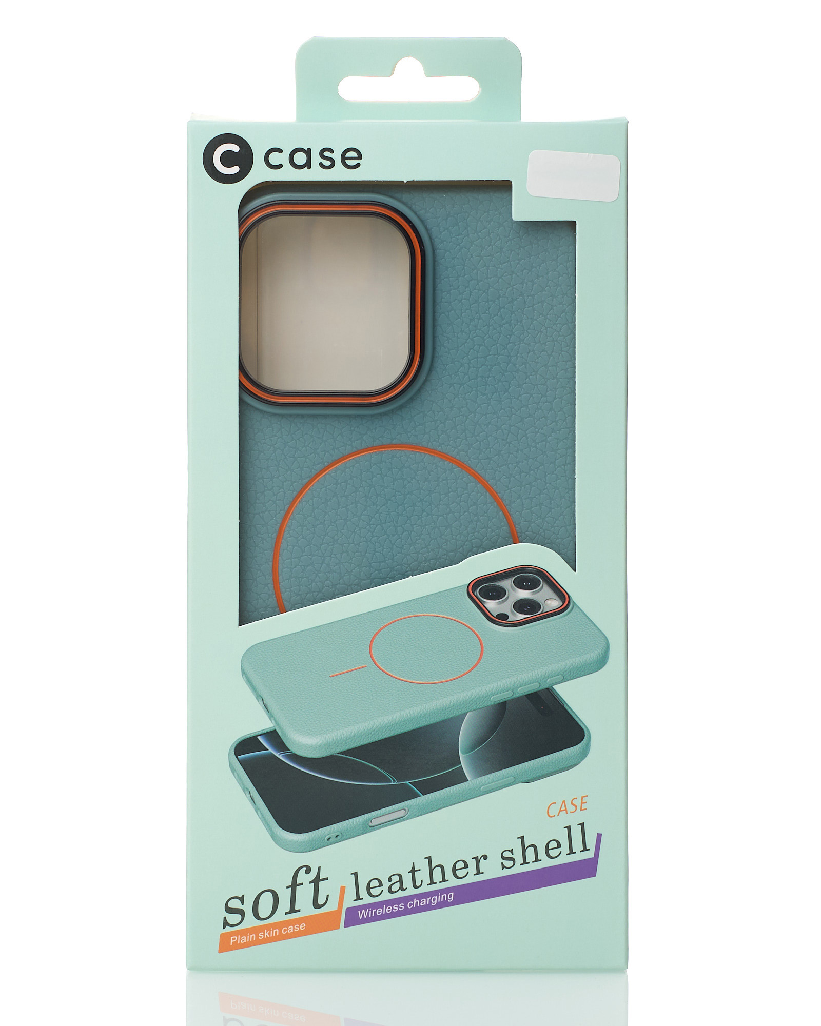 Силиконовый чехол Slim Ring Leather Textured с поддержкой MagSafe для iPhone 16 Pro wave blue