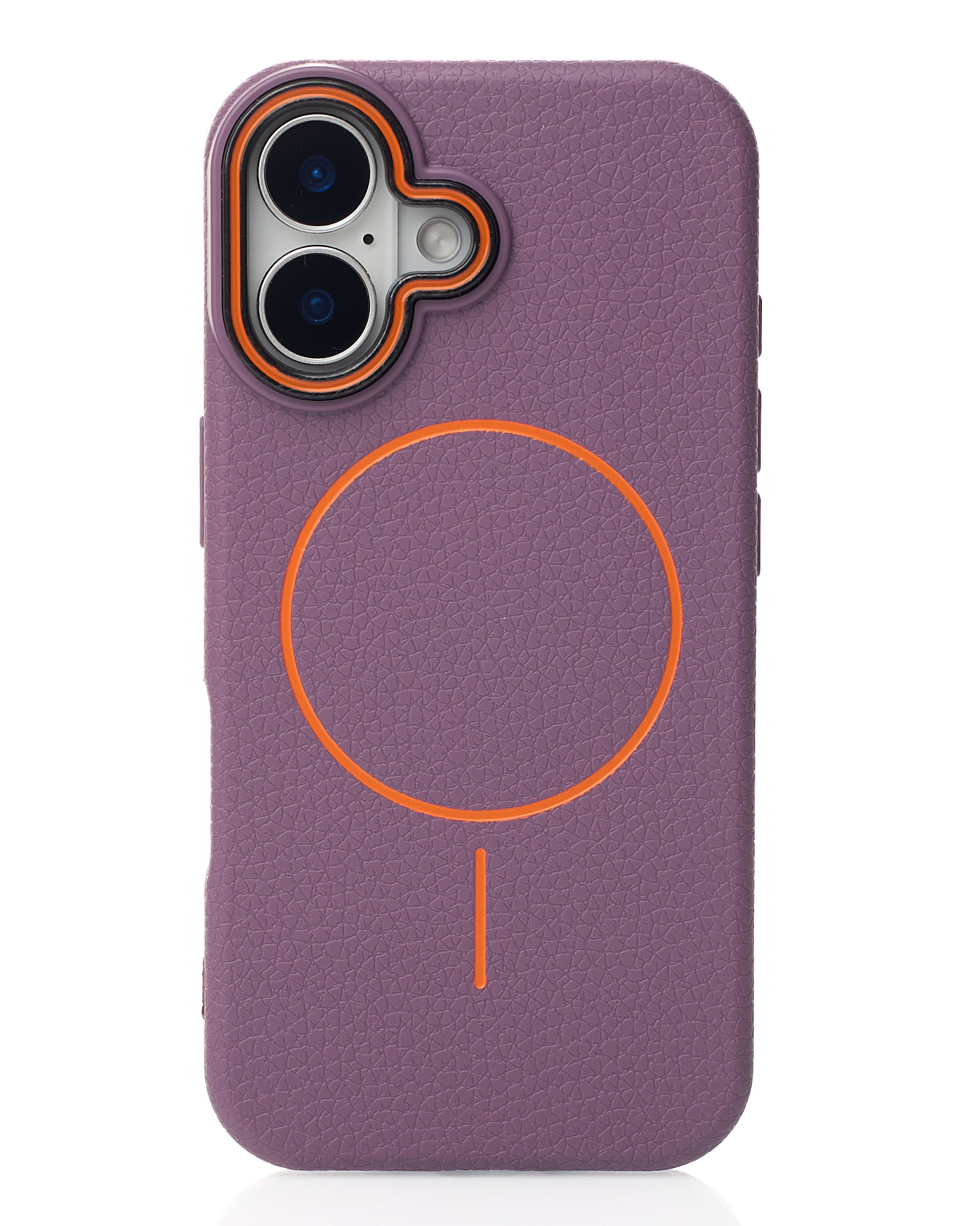 Силиконовый чехол Slim Ring Leather Textured с поддержкой MagSafe для iPhone 16 deep purple