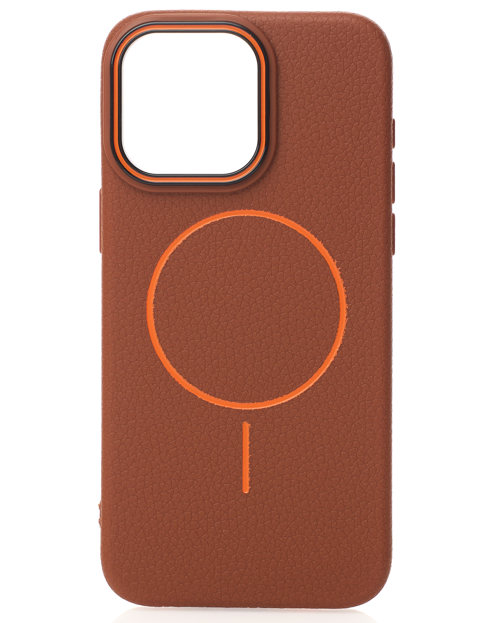 Силиконовый чехол Slim Ring Leather Textured с поддержкой MagSafe для iPhone 14 desert titanium