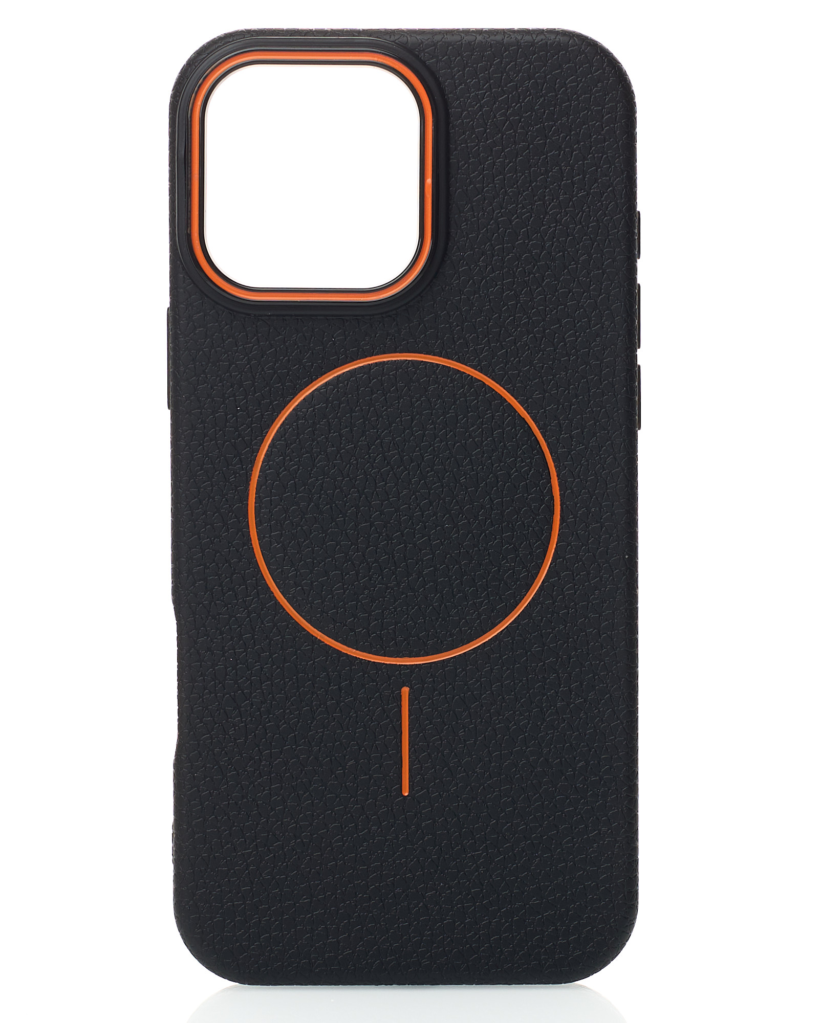 Силиконовый чехол Slim Ring Leather Textured с поддержкой MagSafe для iPhone 16 Pro black