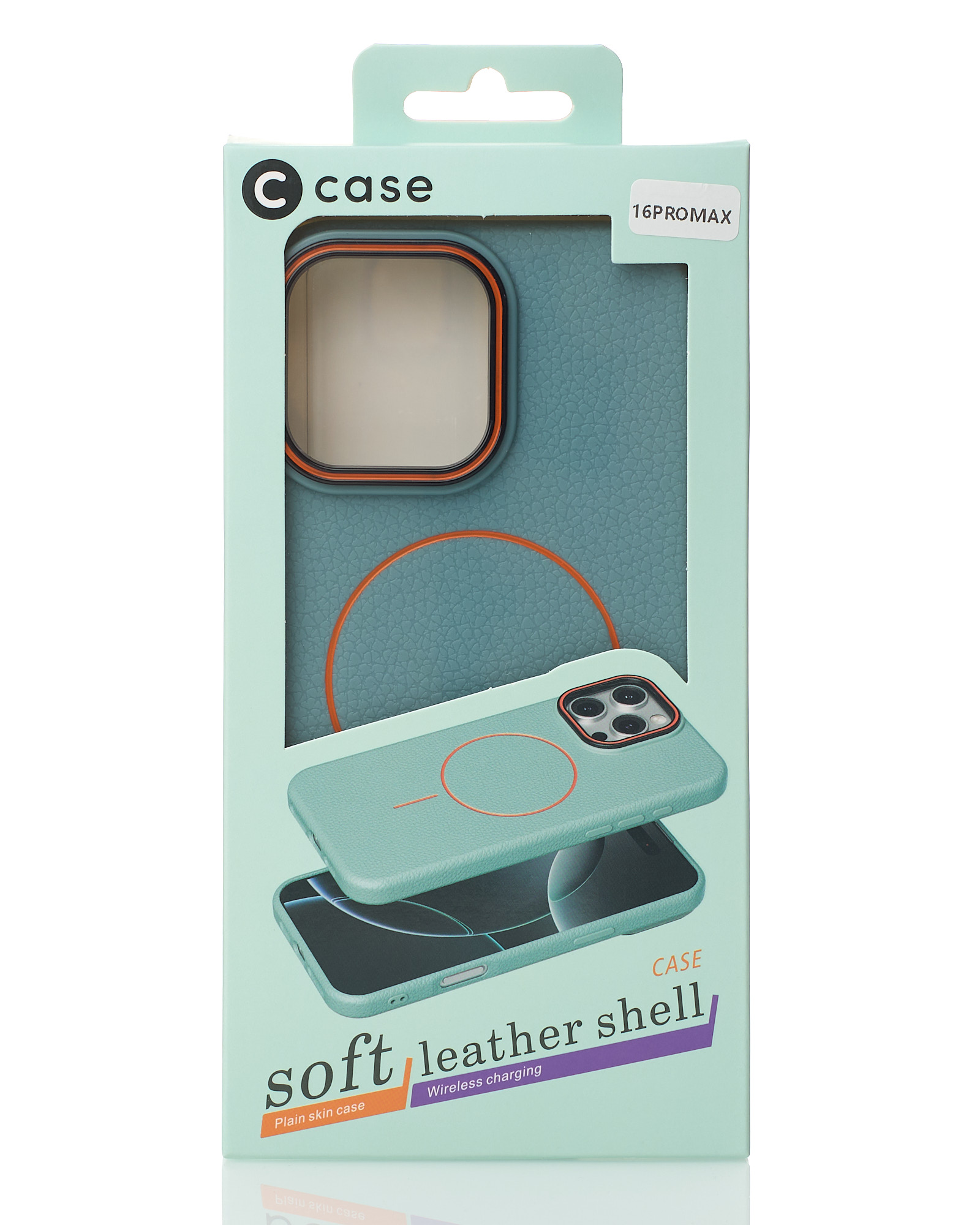 Силиконовый чехол Slim Ring Leather Textured с поддержкой MagSafe для iPhone 16 Pro Max wave blue