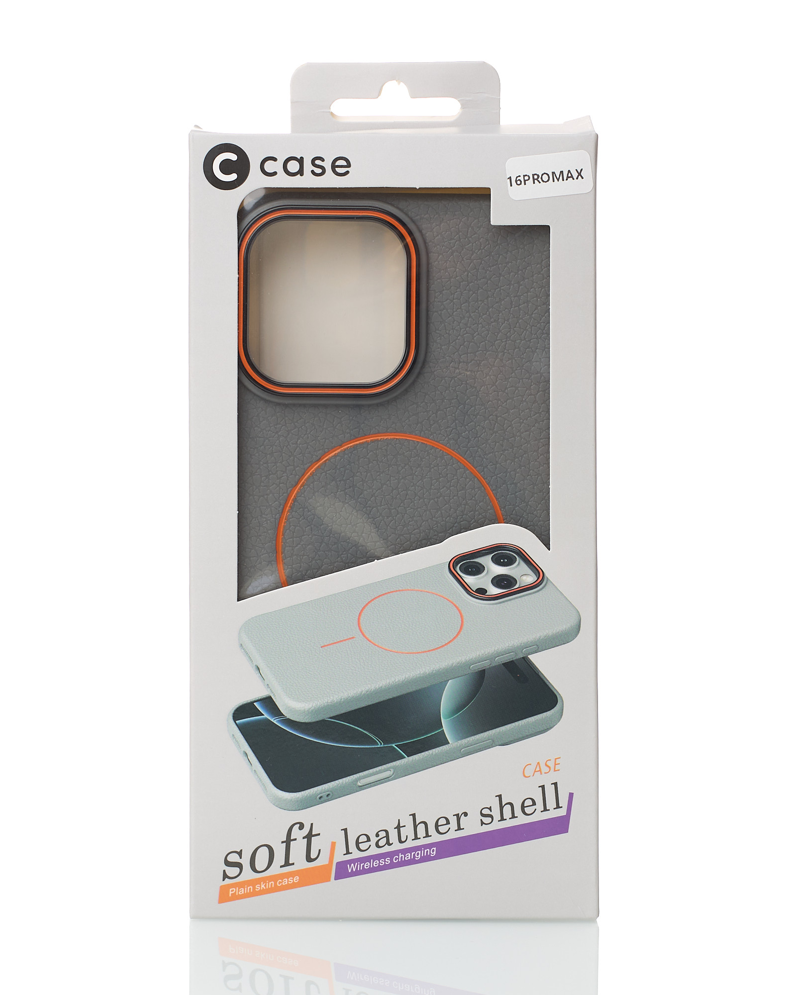 Силиконовый чехол Slim Ring Leather Textured с поддержкой MagSafe для iPhone 16 Pro Max stone gray