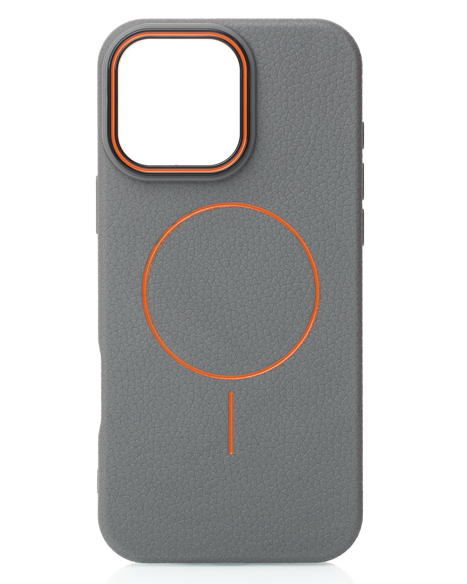 Силиконовый чехол Slim Ring Leather Textured с поддержкой MagSafe для iPhone 16 Pro Max stone gray