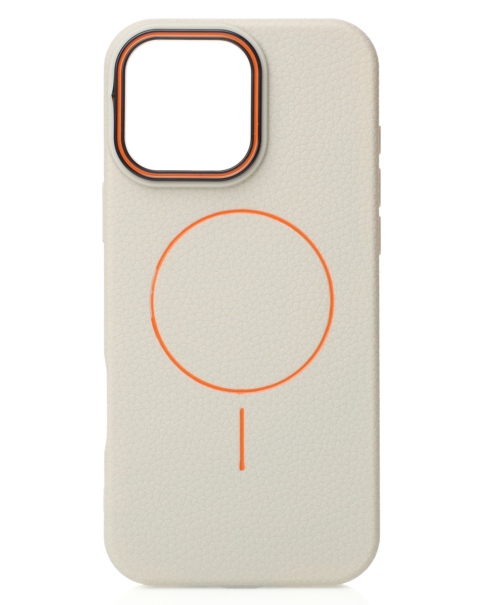 Силиконовый чехол Slim Ring Leather Textured с поддержкой MagSafe для iPhone 16 Pro Max natural titanium