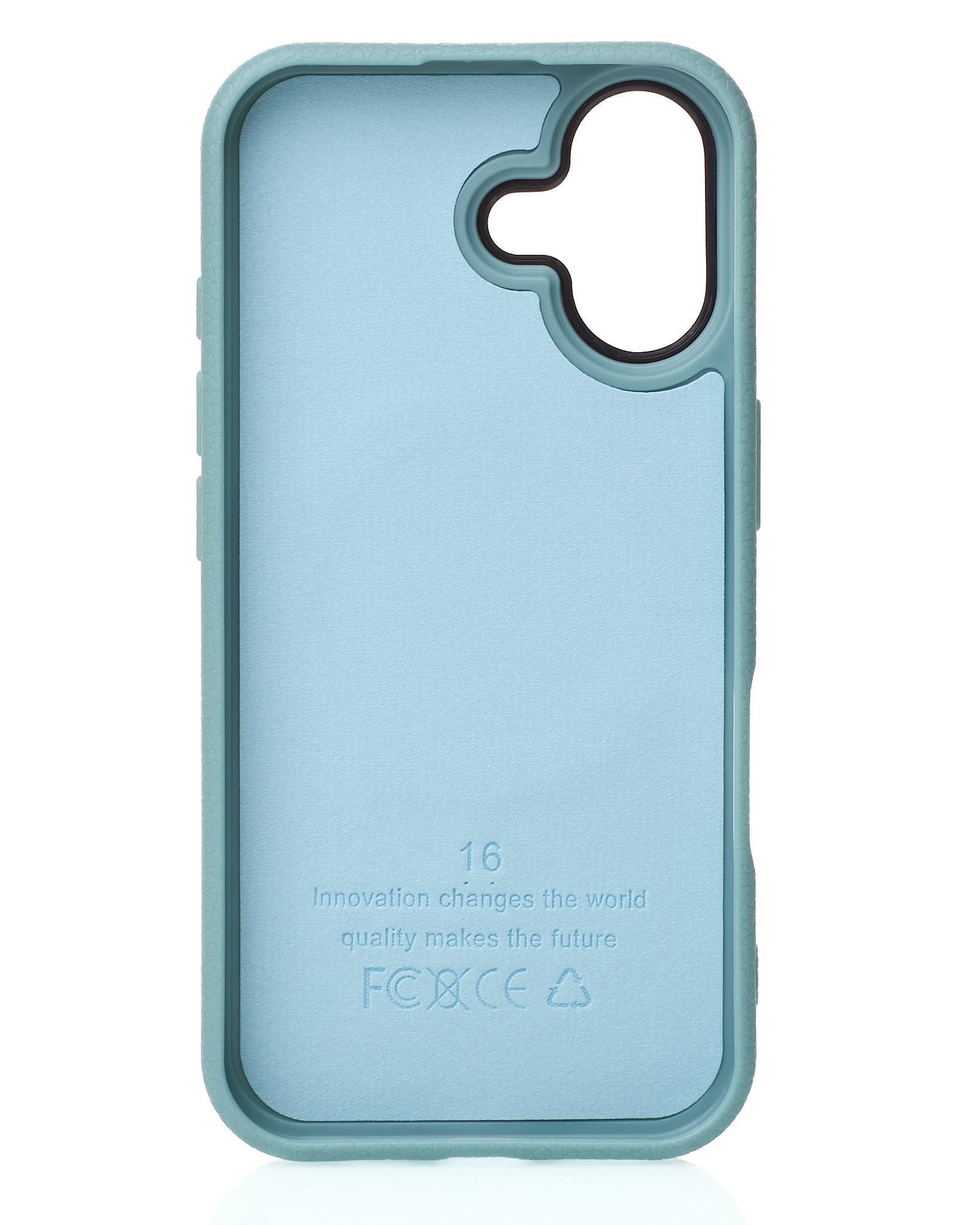 Силиконовый чехол Slim Ring Leather Textured с поддержкой MagSafe для iPhone 16 wave blue