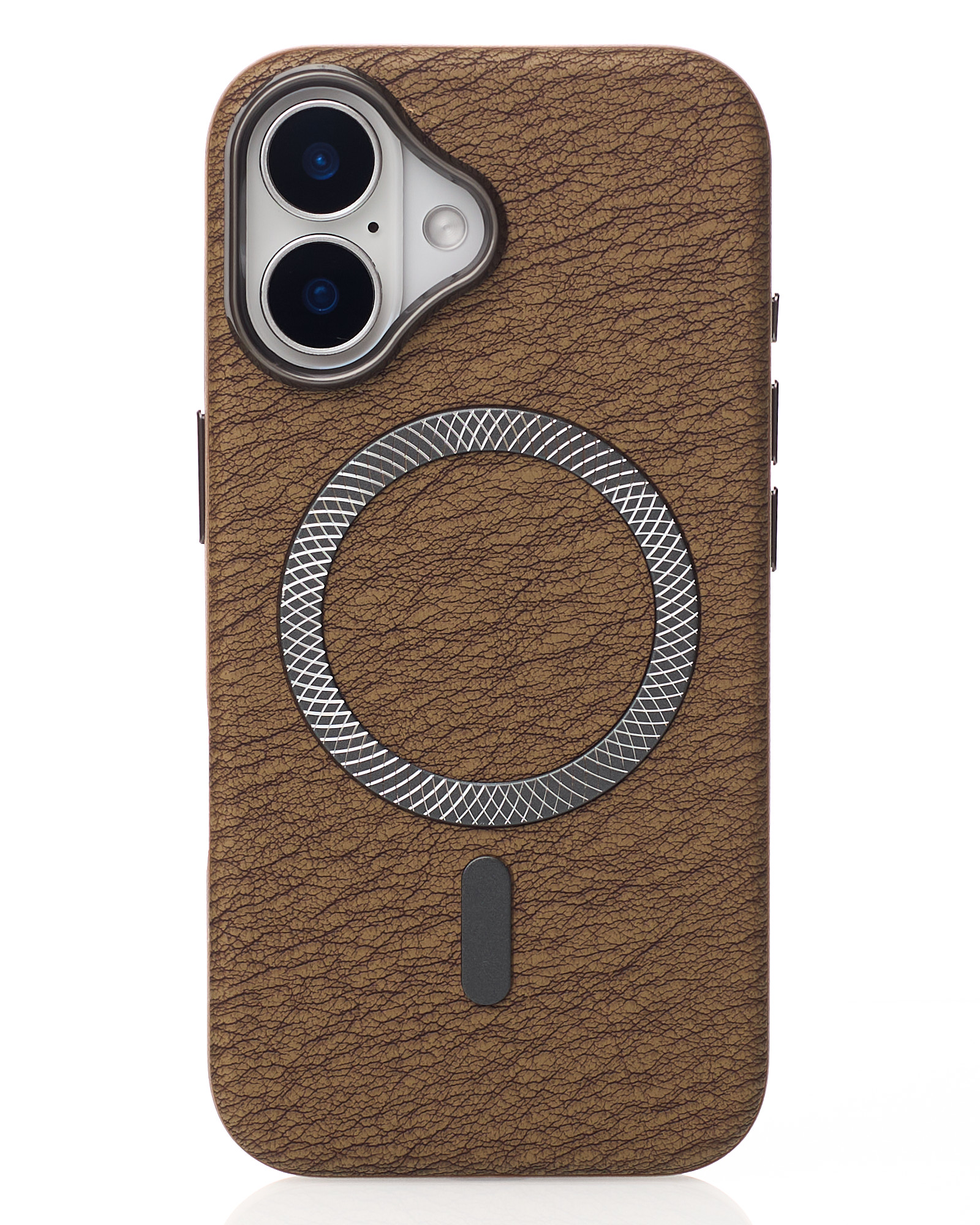 Чехол LUXURY Leather Case с поддержкой MagSafe для iPhone 16 desert titanium