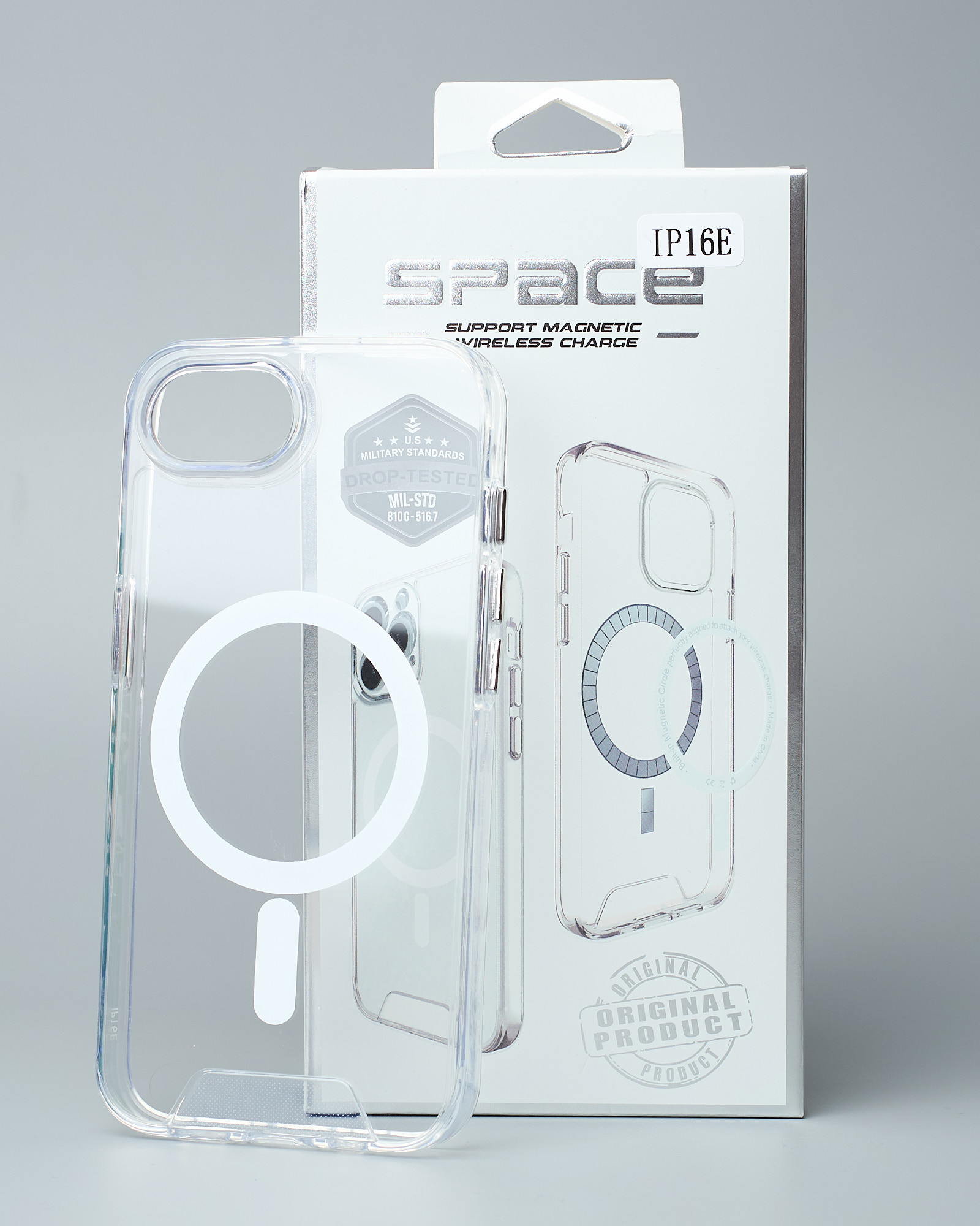 Чехол SPACE CASE с поддержкой MagSafe для iPhone 16E прозрачный