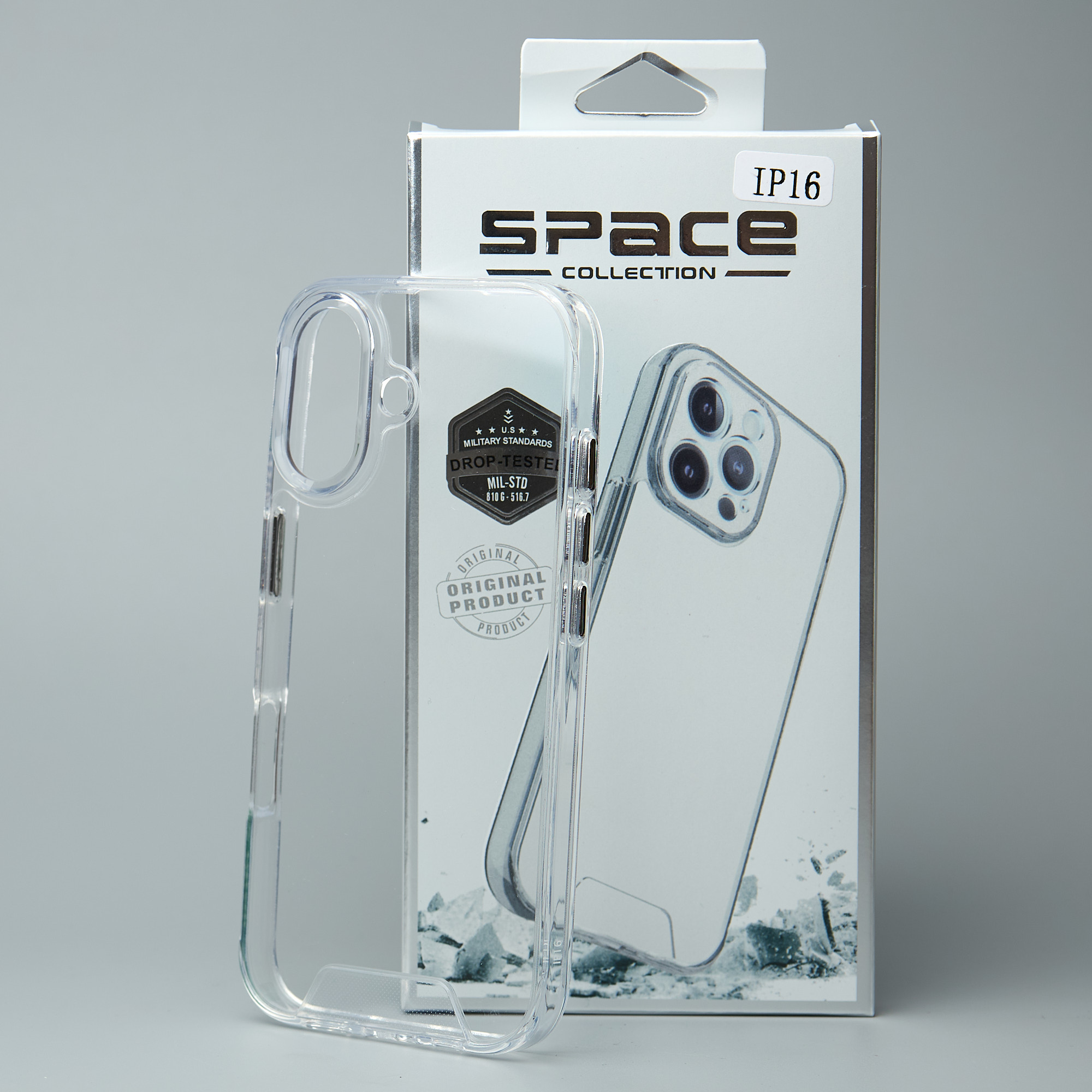 Чехол Space Case (1st Gen) для iPhone 16 прозрачный