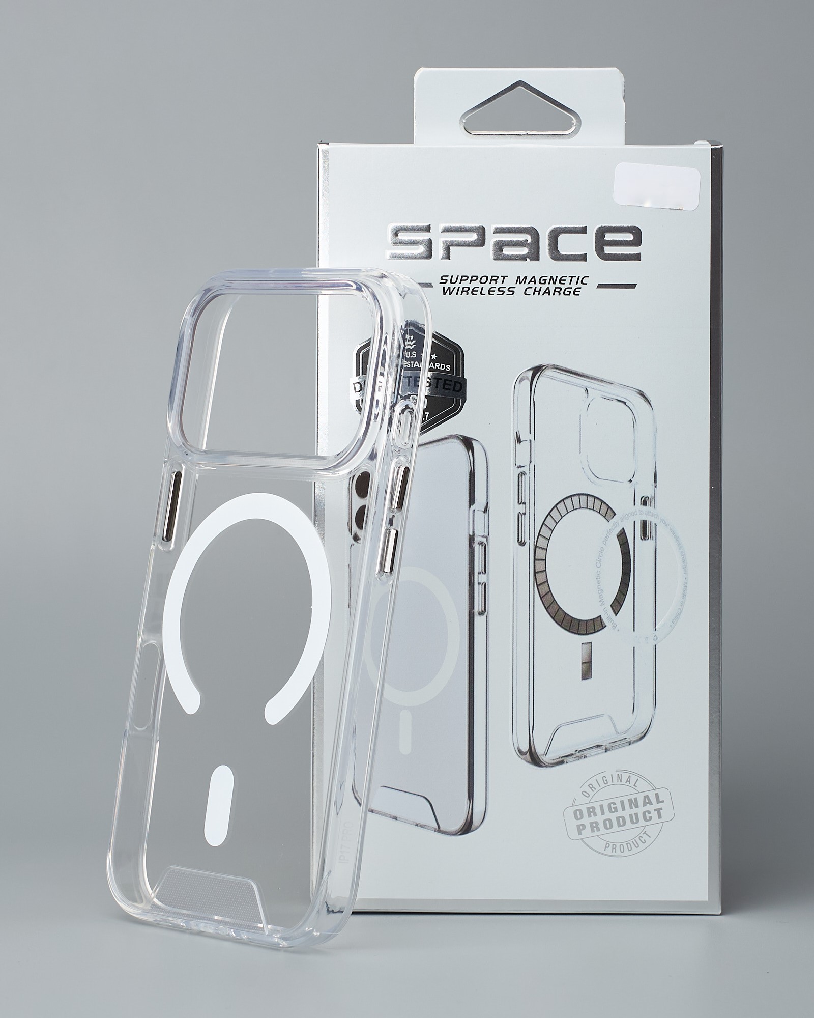Силиконовый чехол SPACE CASE с поддержкой MagSafe для iPhone 18 Pro прозрачный